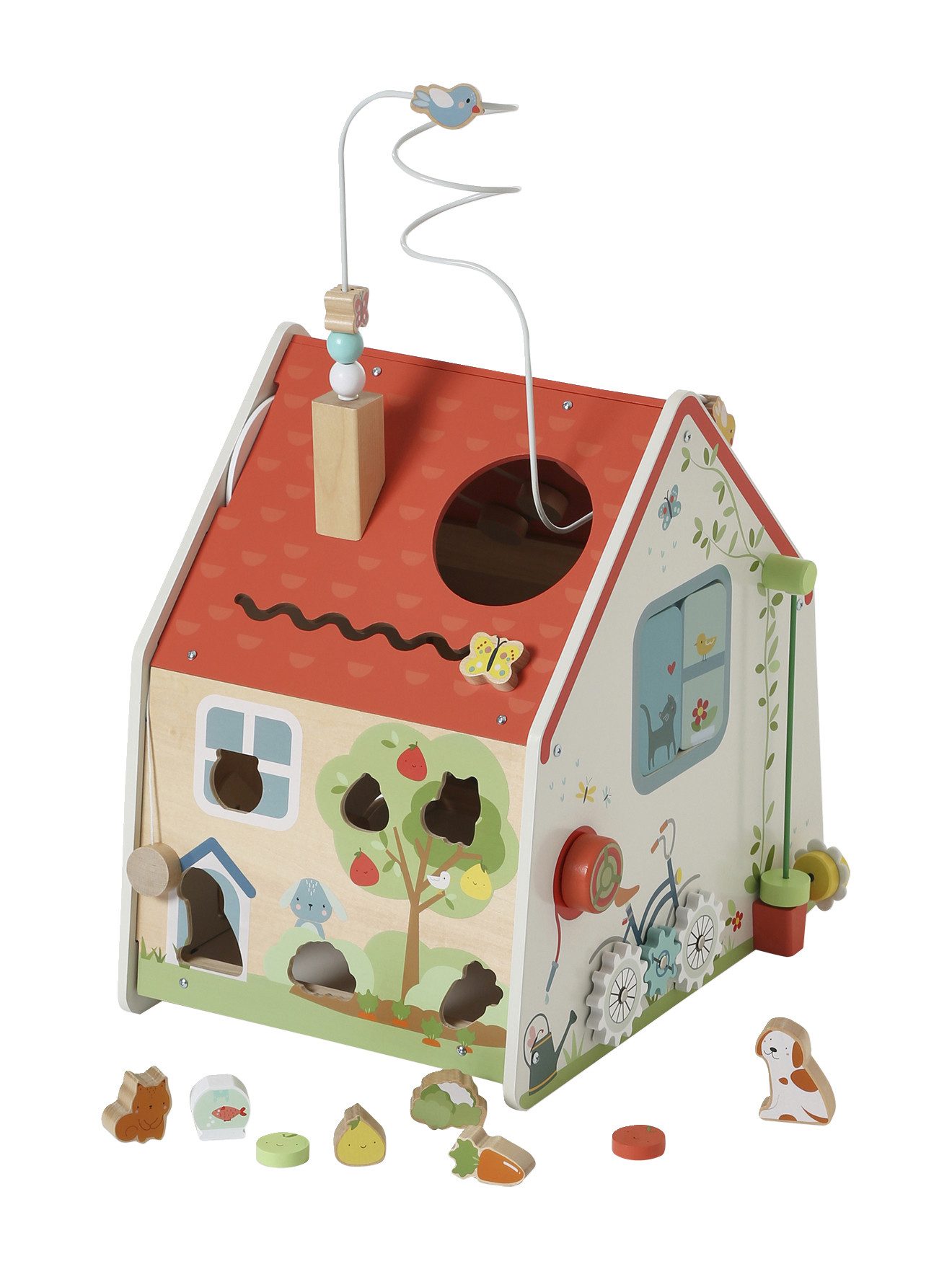 vertbaudet Lernspielzeug Baby Activity-Haus, Holz FSC®