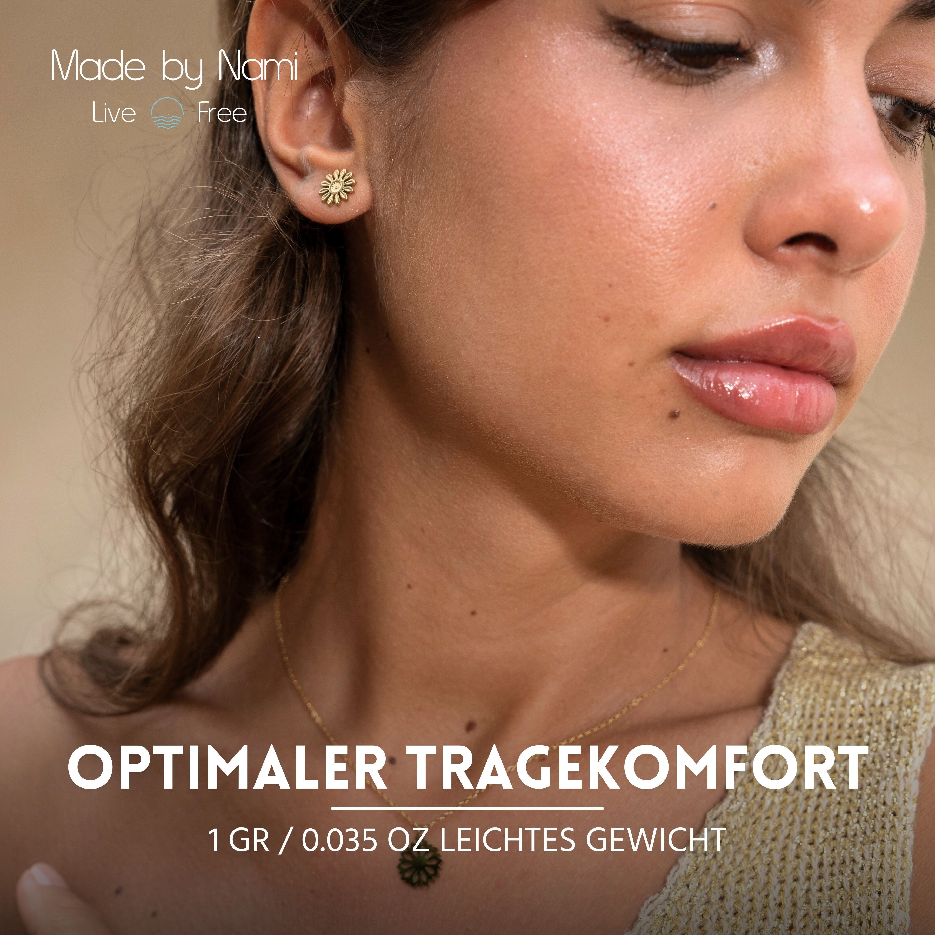 Made by Nami Ohrstecker-Set Blumen aus Chirurgischem Edelstahl in Silber oder Gold, Geschenke für Frauen Wasserfester Schmuck Minimalistischer Schmuck