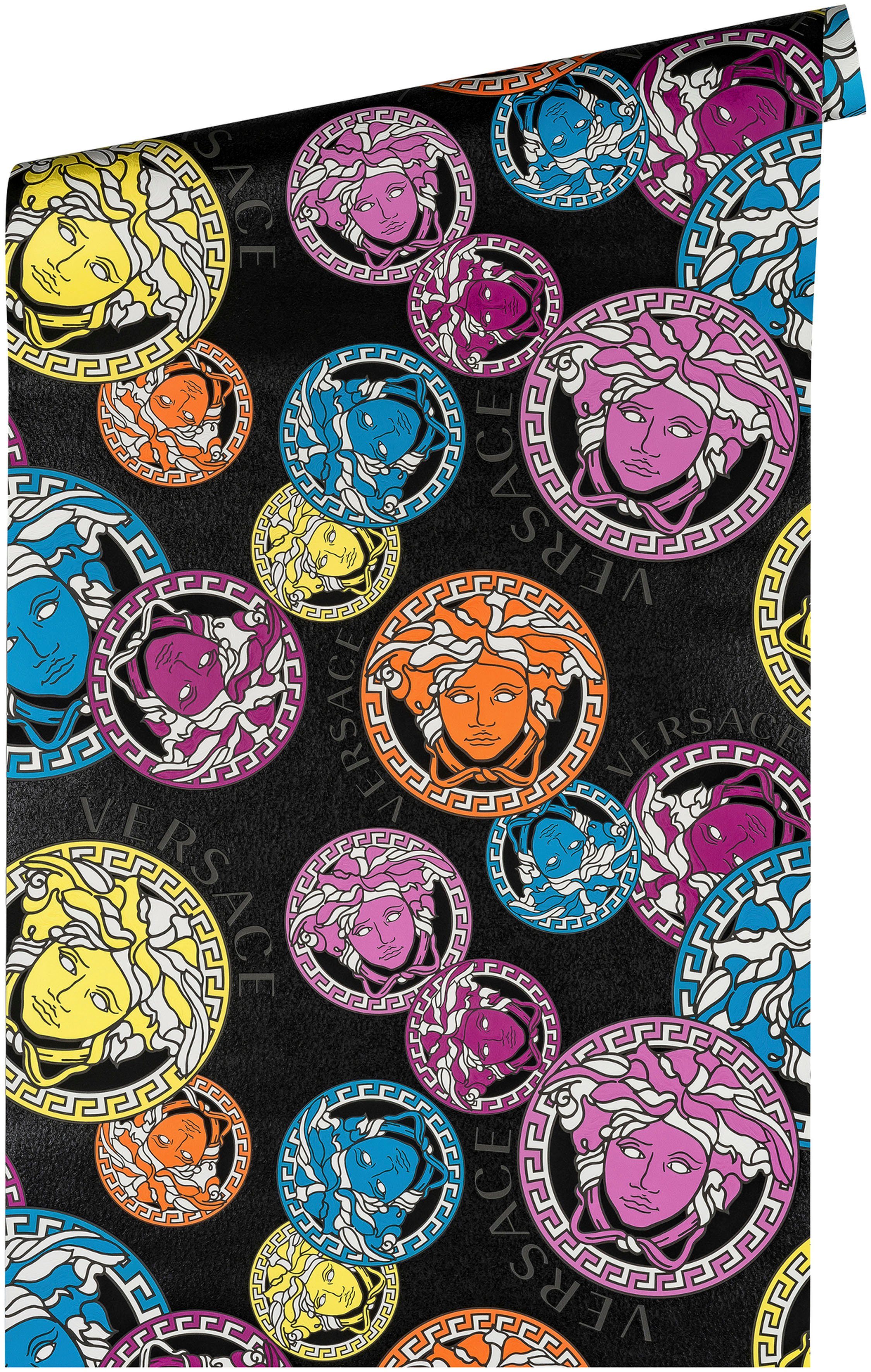 Versace Vliestapete Wallpaper Versace 5 Medusakopf, leicht strukturiert, leicht glänzend, abstrakt, gemustert, (1 St), Designertapete Tapeten Wohnzimmer Schlafzimmer Küche Flur Design Optik