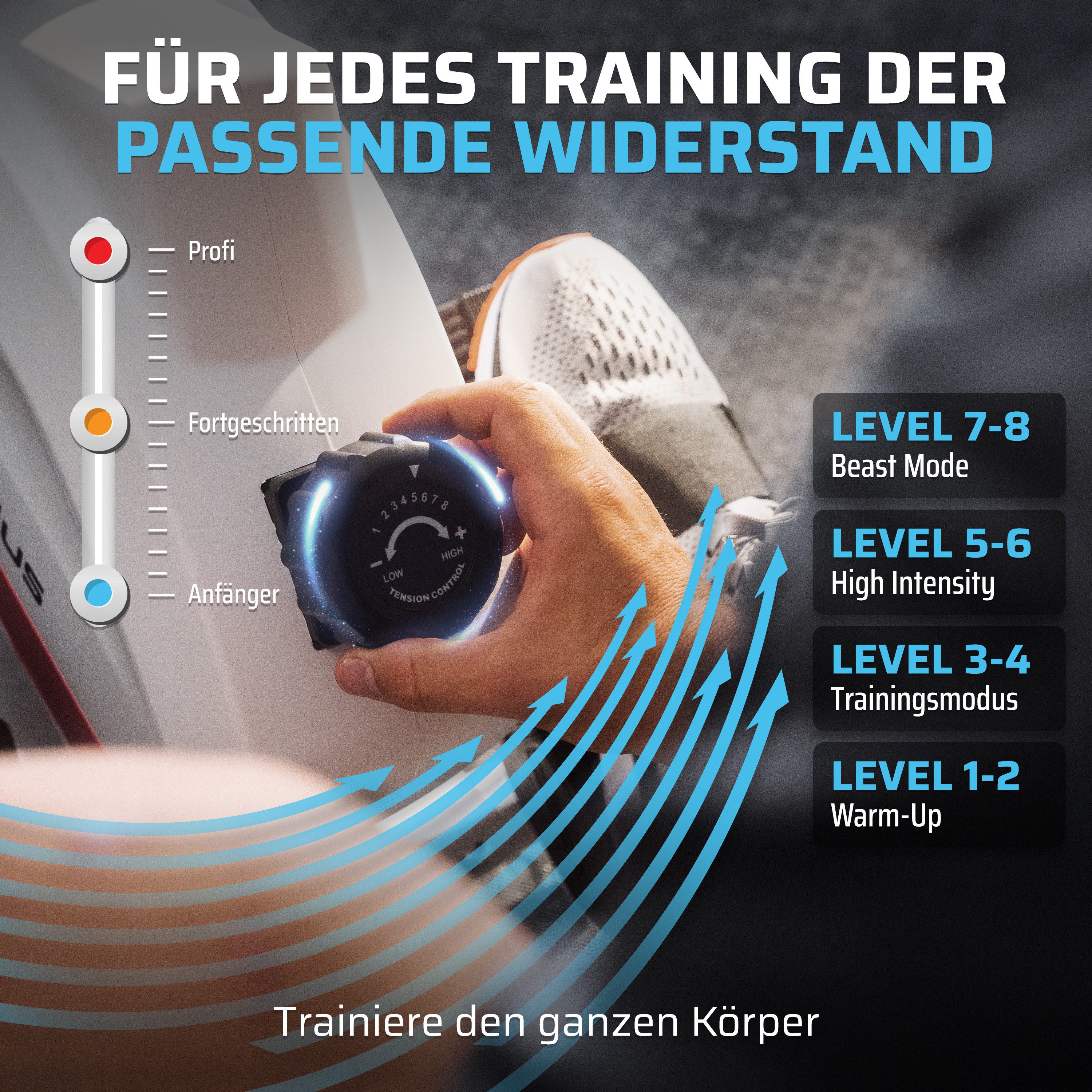 SportPlus Rudergerät SP-MR-008, Rudermaschine klappbar, Magnetbremssystem, 8 Widerstandsstufen