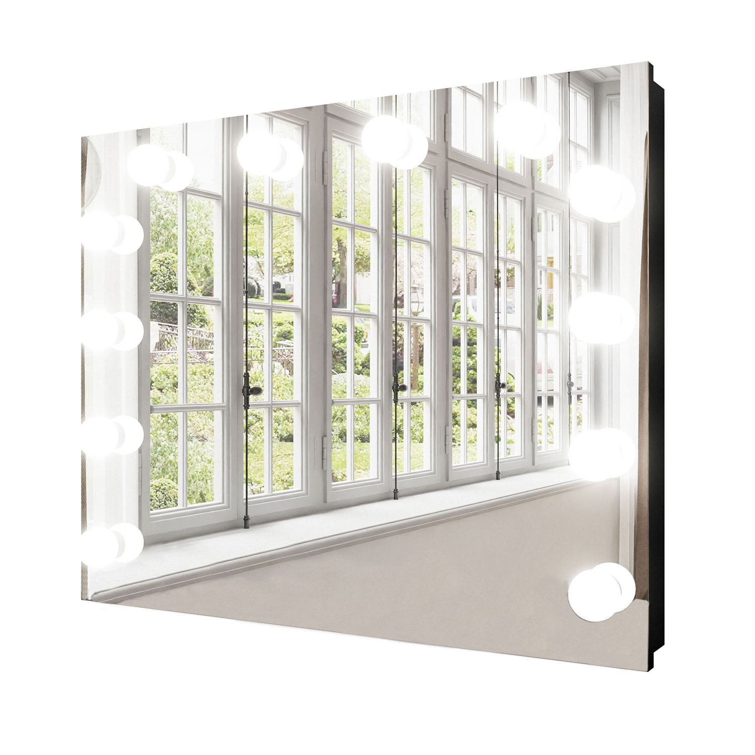 Lookway Schminkspiegel ESCADO ELITE in weiß und in schwarz mit LED Beleuchtung, Breite: 80 cm, Höhe: 65 cm, Dicke: 10 cm