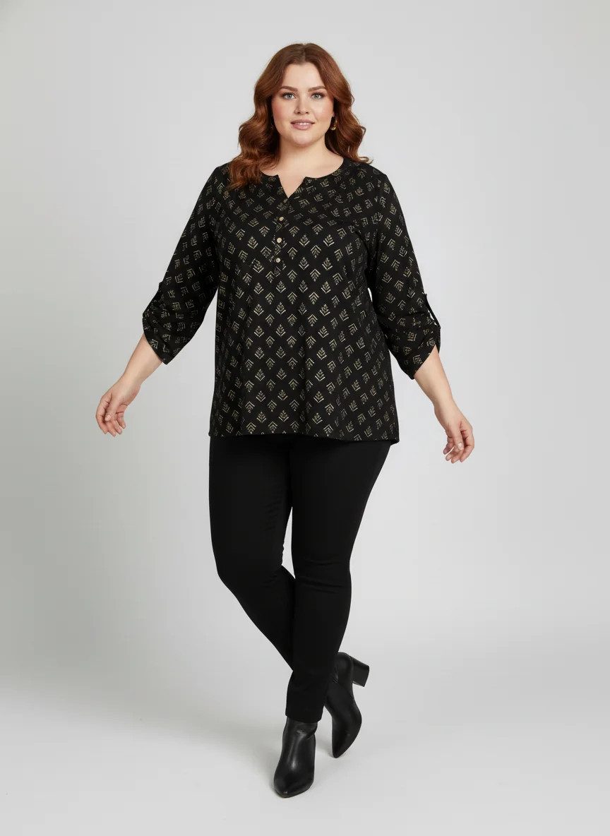 Blusentop Kurzarmbluse mit Polka-Dot-Muster