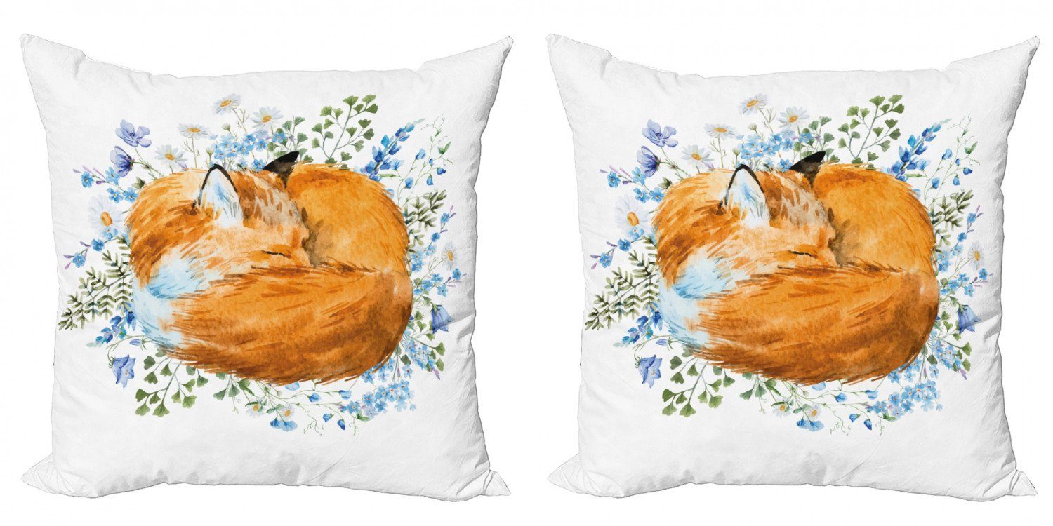 Kissenbezüge Modern Accent Doppelseitiger Digitaldruck, Abakuhaus (2 Stück), Fuchs Sleeping Fox Aquarellen