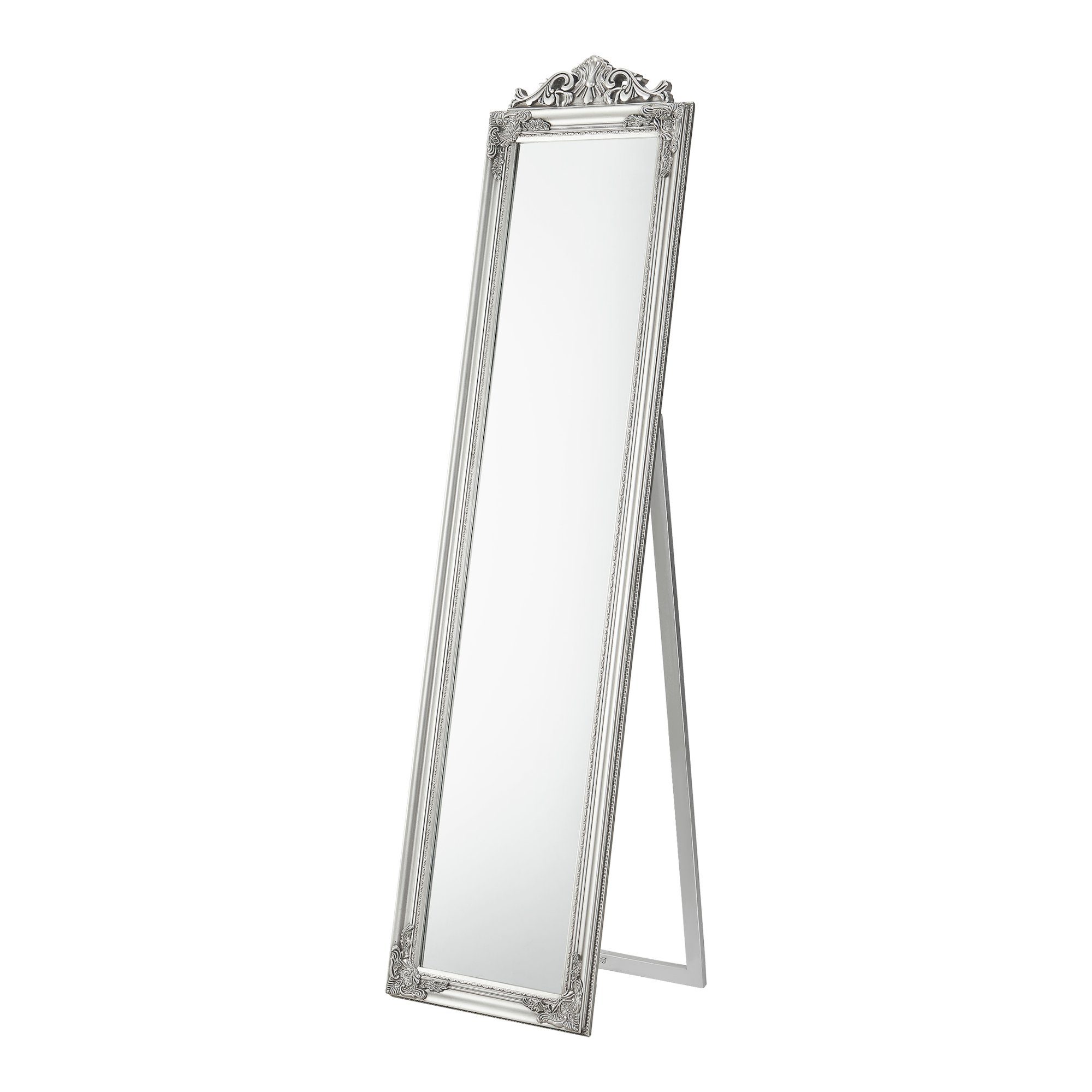 en.casa Silberfarben | silberfarben x Ganzkörperspiegel Standspiegel, cm »Arezzo« 40 kippbar 160 Silberfarben