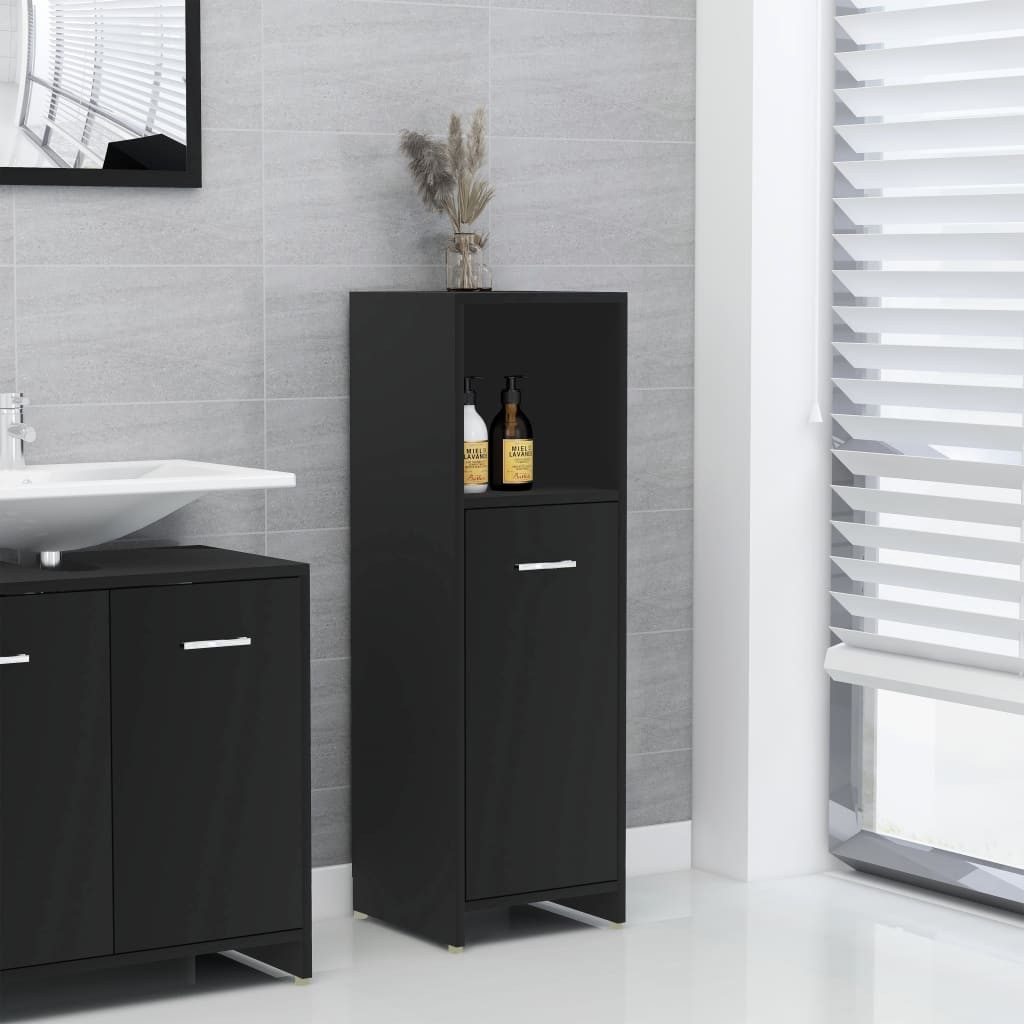 DOTMALL Badezimmer-Set Badezimmerschrank Schwarz 30x30x95 cm günstig online kaufen