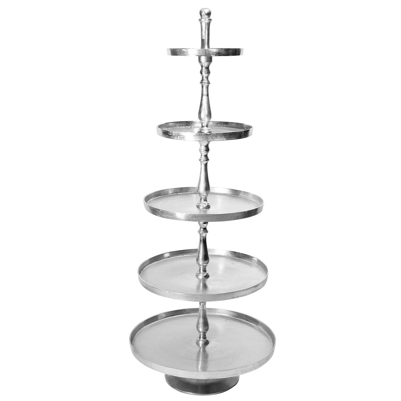 baario Etagere XXL Etagere 5 Stockig 150cm Metall 150 cm groB Metall silber Antik Design Dekoration