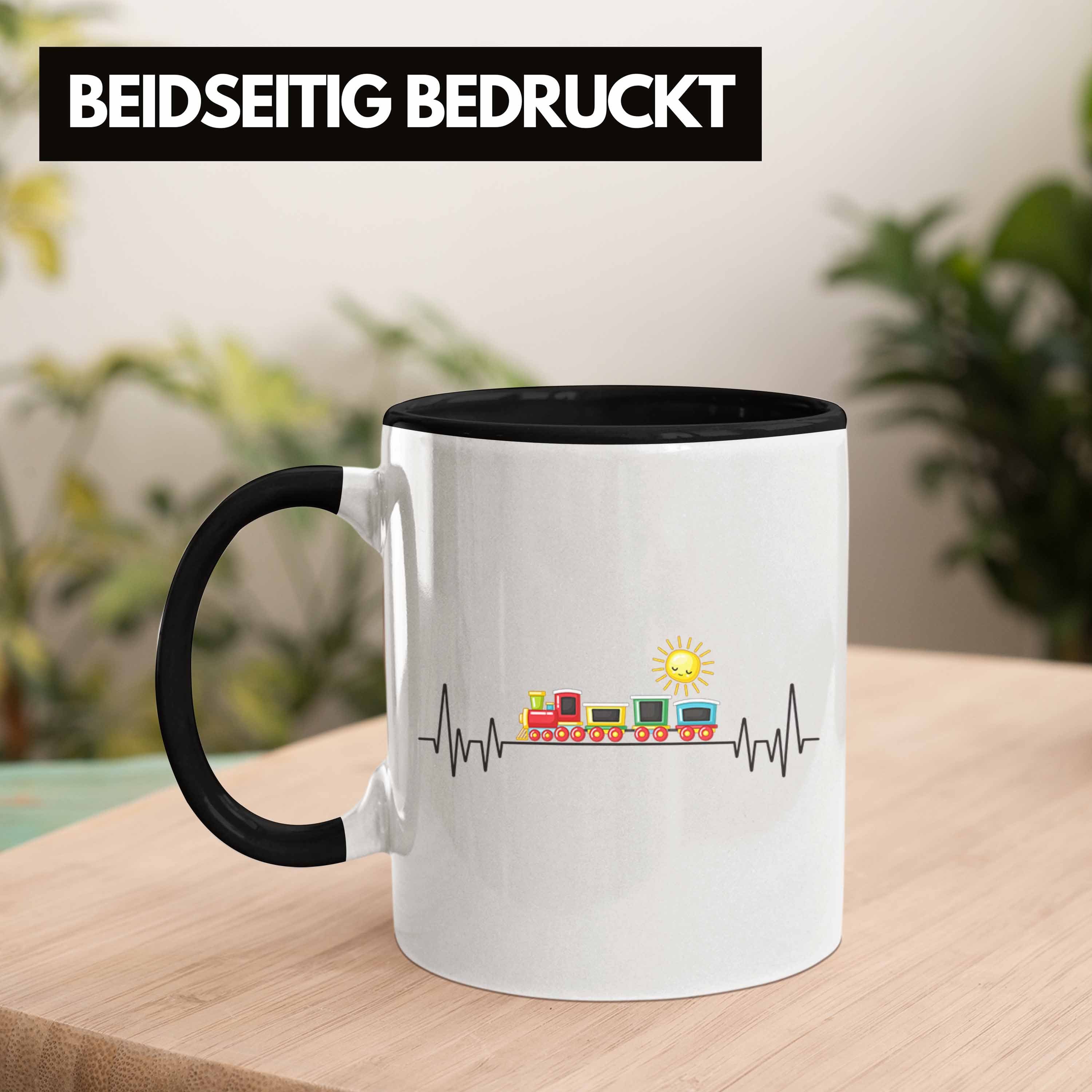 Tasse Geschenk Trendation Tasse Trendation Züge Zug für Schwarz Eisenbahner Zugfüh Herzschlag -