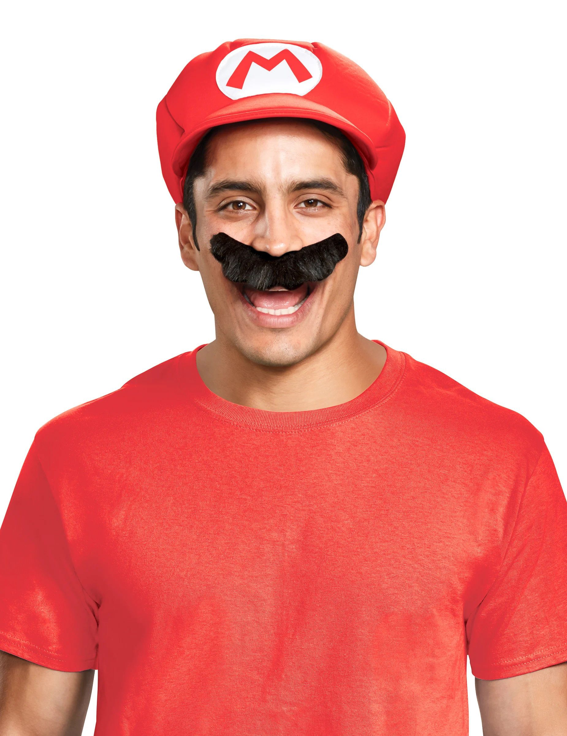 Disguise Kostüm Mario-Set Mütze und Bart Super Mario Videospiel weiss-rot-schwarz