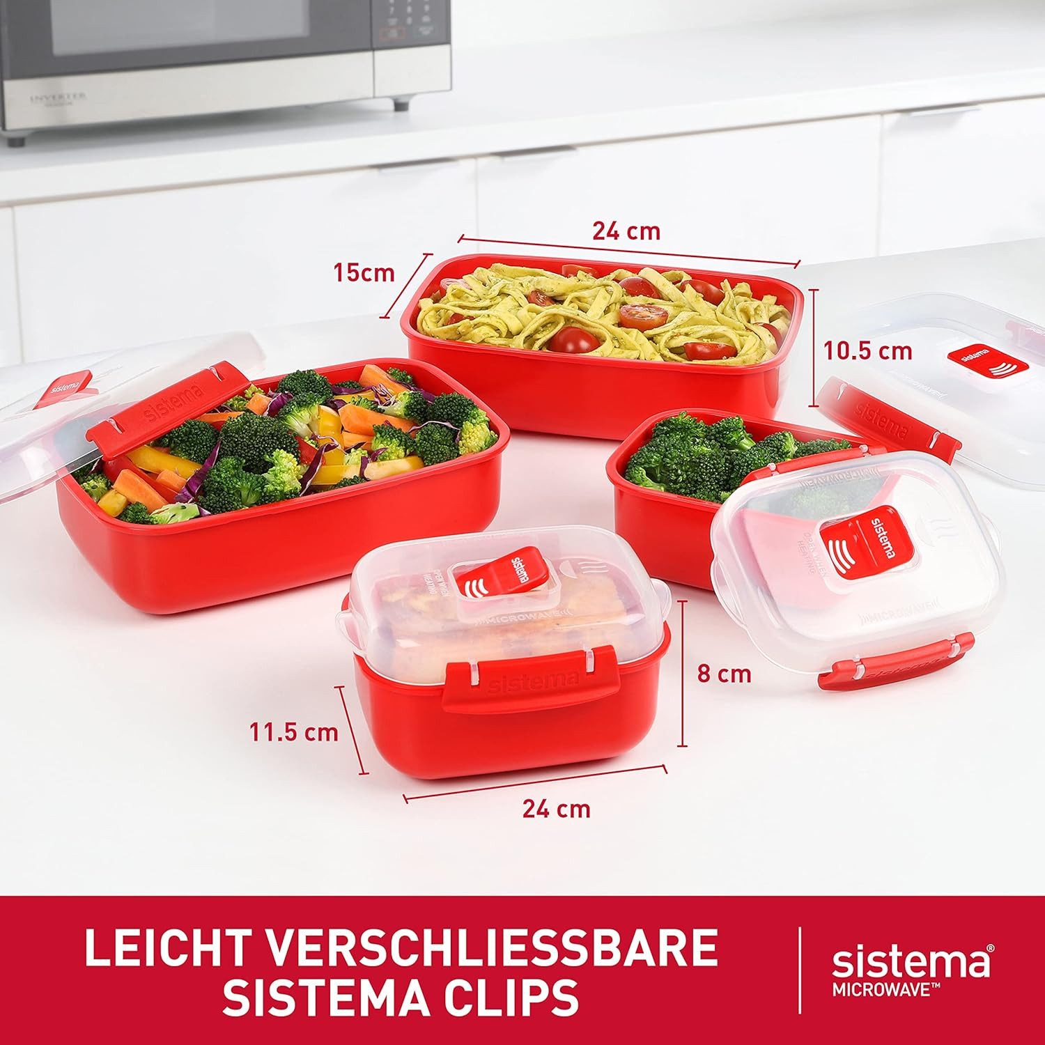 sistema Aufbewahrungsbox Sistema Microwave-Heat & Eat Frischhaltedosen Set, 4 Stück