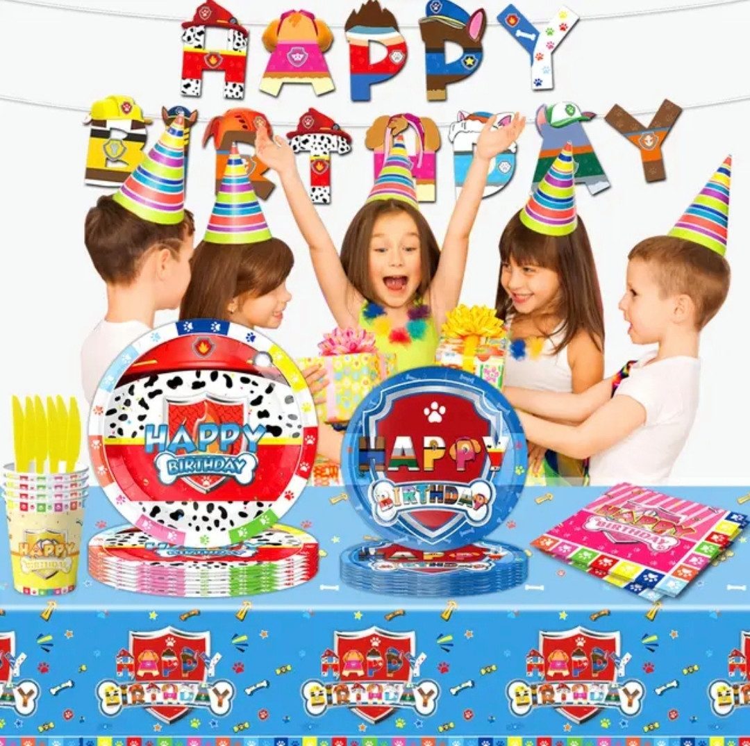PartyFlamingo Kindergeschirr-Set Paw Patrol Party Set Geschirr für 10 Gäste Chase Deko Kindergeburtstag (51-tlg), 10 Personen – Bild 3 von 4