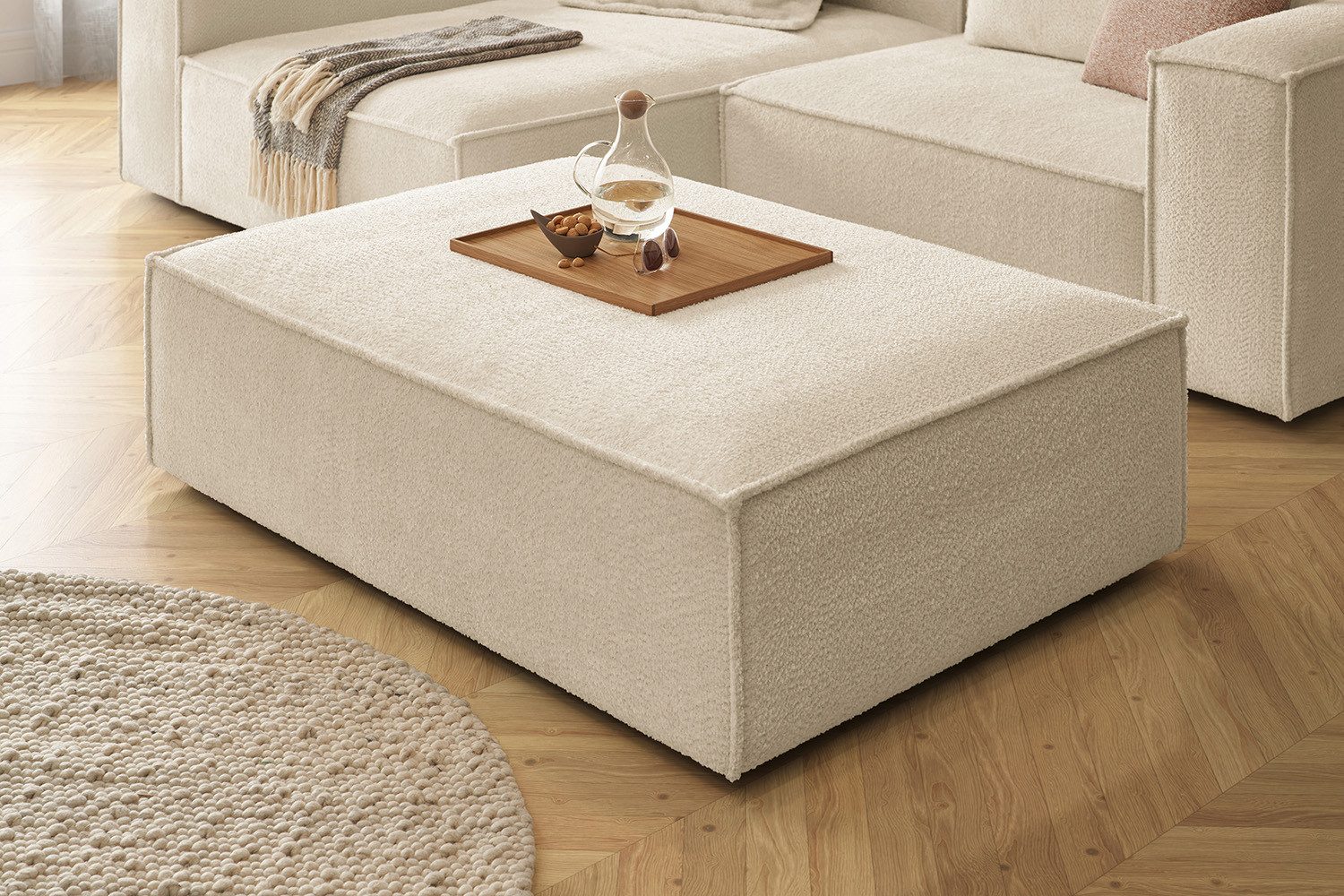 KAWOLA Hocker CARMO, Hockerbank Stoff verschiedene Farben 145x100 cm