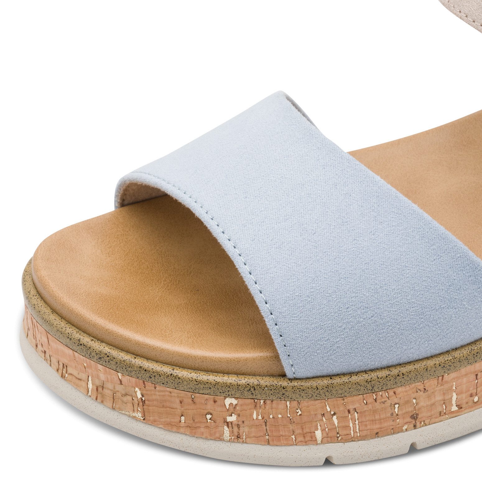 MARCO TOZZI GRADI Keilsandalette Plateau, Sommerschuh, Riemchensandale mit Sohle im Kork-Look