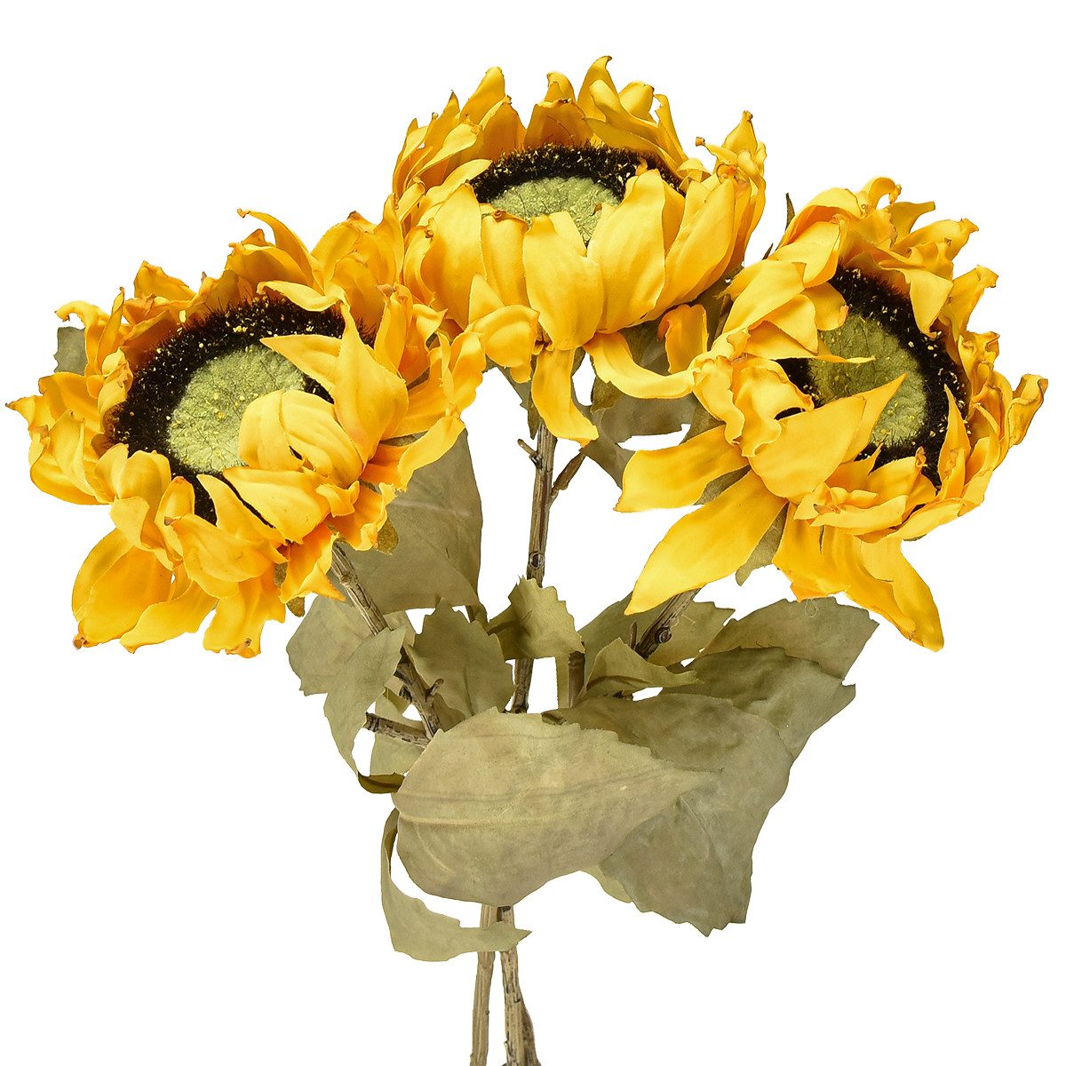 Florists Products Streudeko Sonnenblumen Deko künstlich - 3er Set für Herbstdeko Drylook, 3 Stück