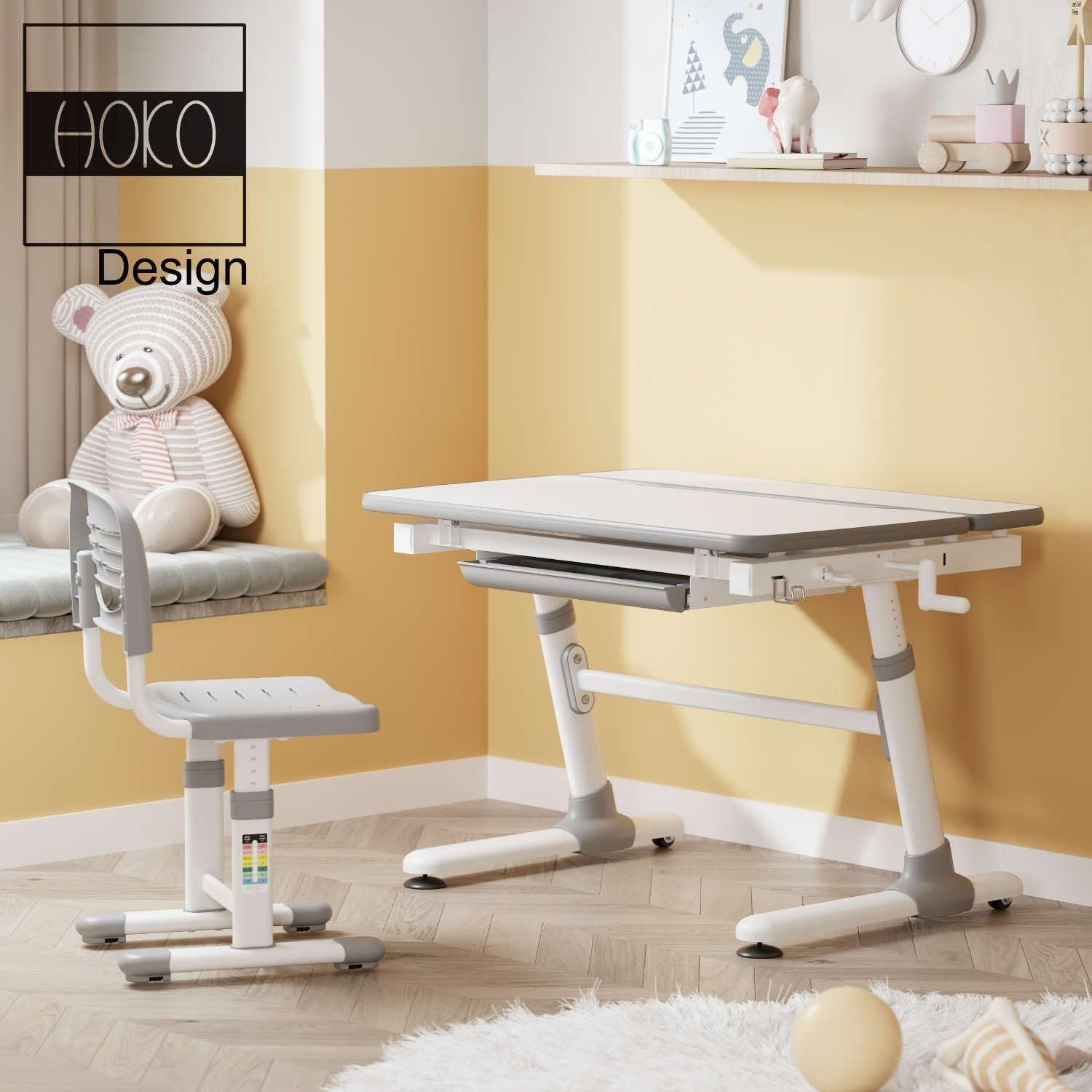 HOKO Kinderschreibtisch höhenverstellbar 58-80 cm, 98x70 günstig online kaufen