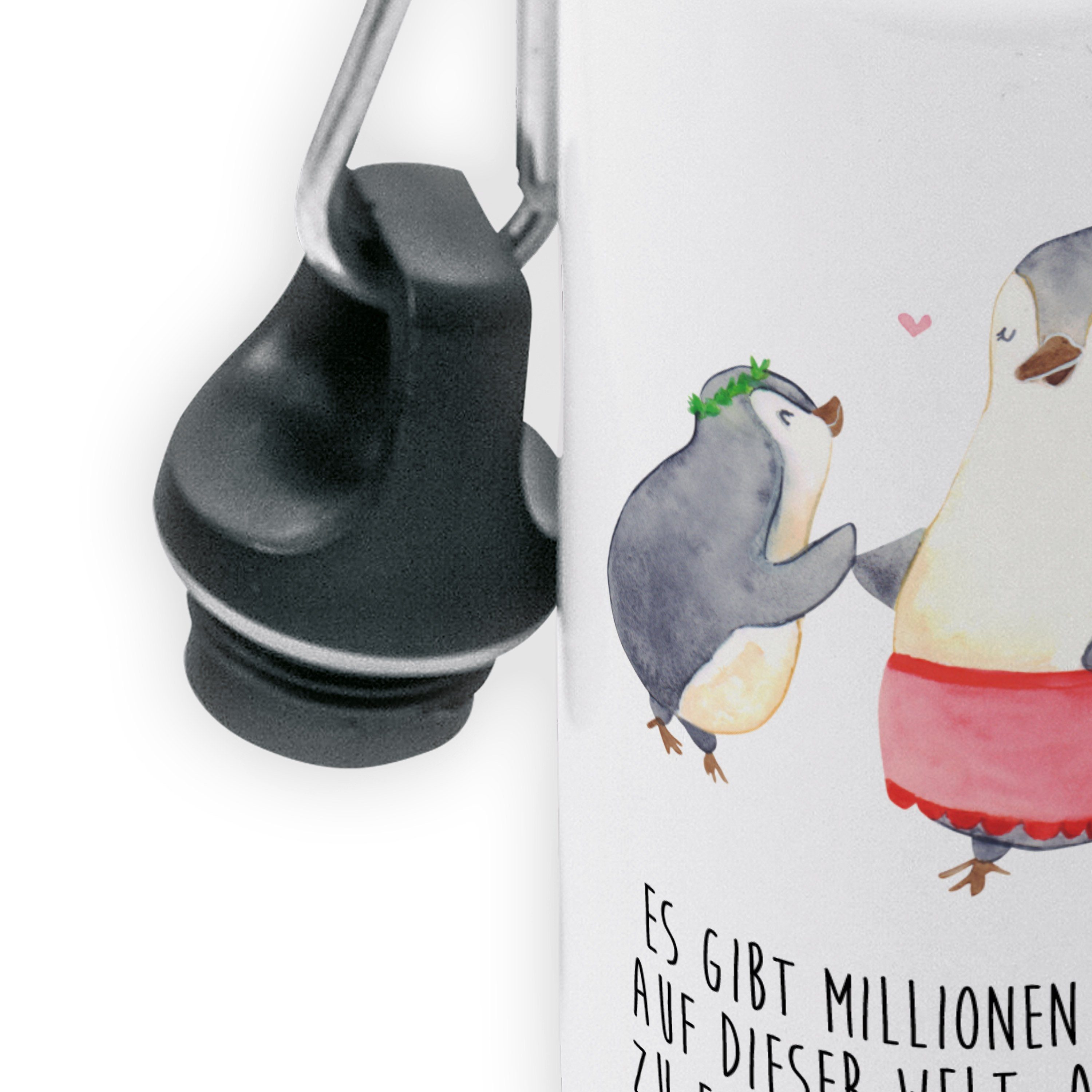 Mrs. Weiß Panda Geschenk, Mutter, Mama Kind Vorbild Pinguin - Mama, Trinkflasche mit & Danke - Mr.