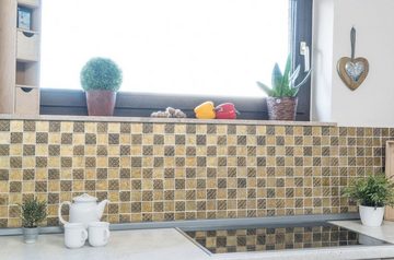 Mosani Mosaikfliesen Glasmosaik gold Mosaikfliese Resin Optik Fliesenspiegel