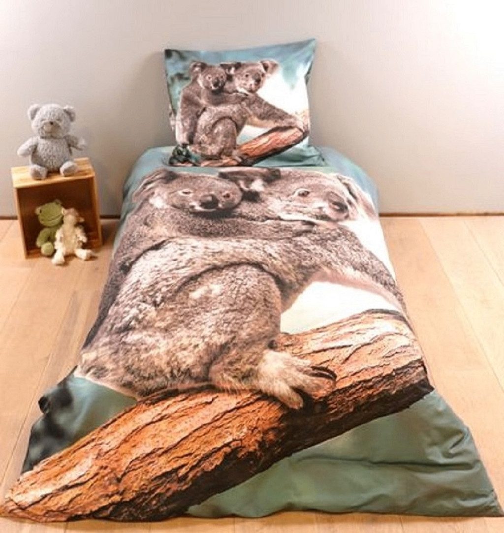 BrandMac Kinderbettwäsche Bettwäsche Set mit Koala 135 x 200 cm + 80 x 80 cm 100% Baumwolle, 2 teilig, Langlebig – Bild 2 von 5