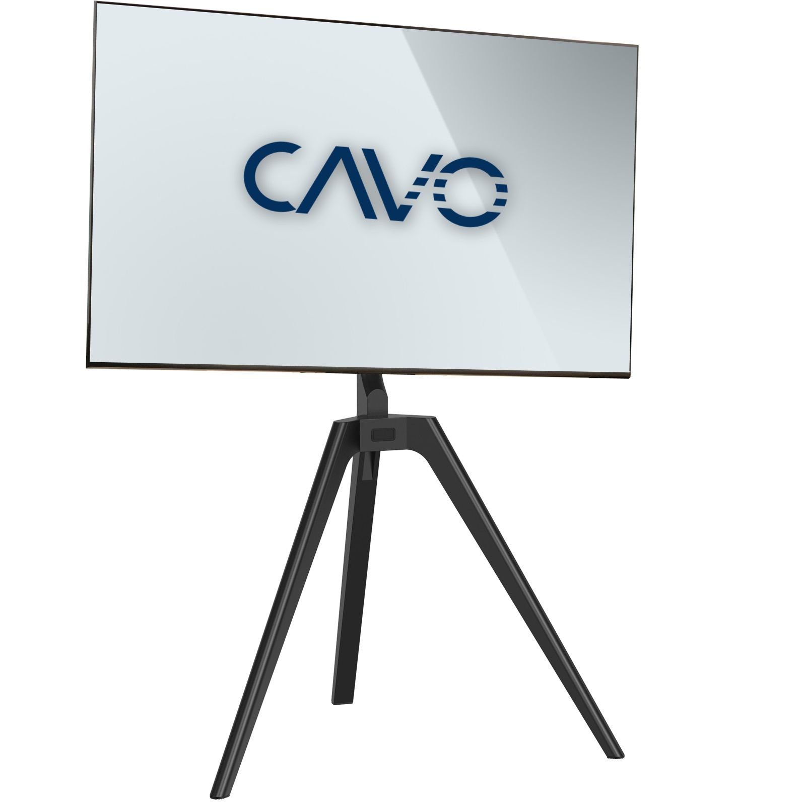 CAVO Design TV-Staffelei TV-Standfuß aus Walnuss Holz schwarz TV-Ständer, (Dreibein Tripod-Ständer mit einfacher Installation und Sturzsicherung) | TV-Standfüße