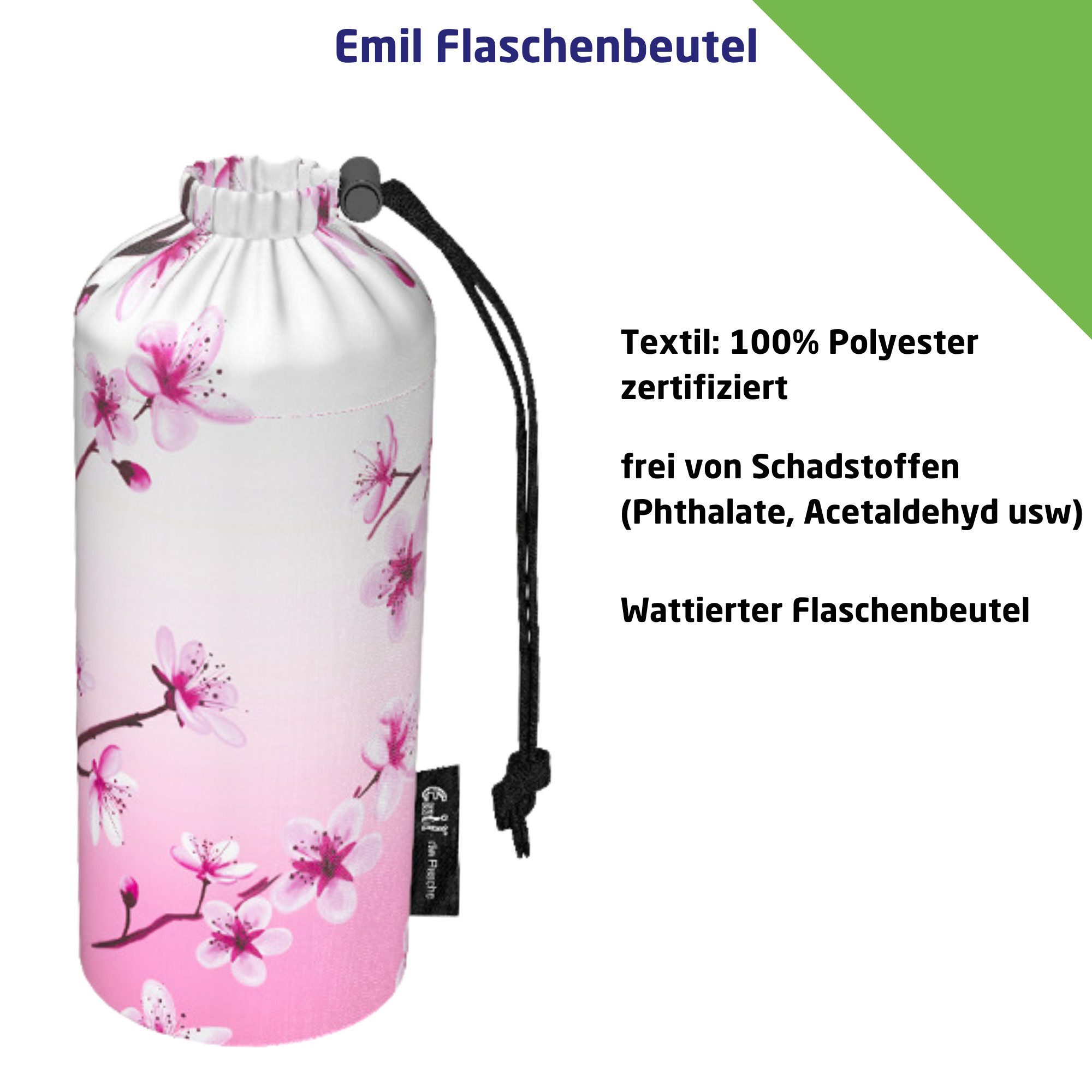 Emil Trinkflasche Goal Trinkflasche für Kinder, isolierte Glasflasche, Bruchsicher, BPA-Frei, Auslaufsicher, 400ml