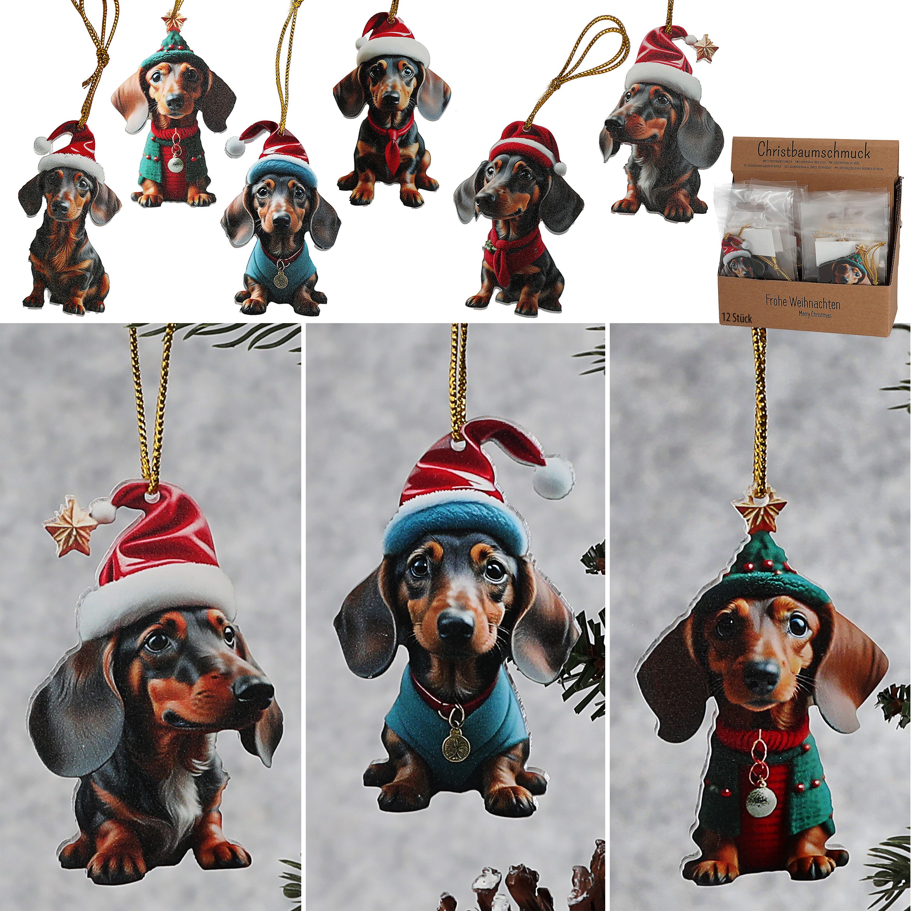CEPEWA Christbaumschmuck Christbaumschmuck Dackel 24er Set Hunde 6 Motive A günstig online kaufen
