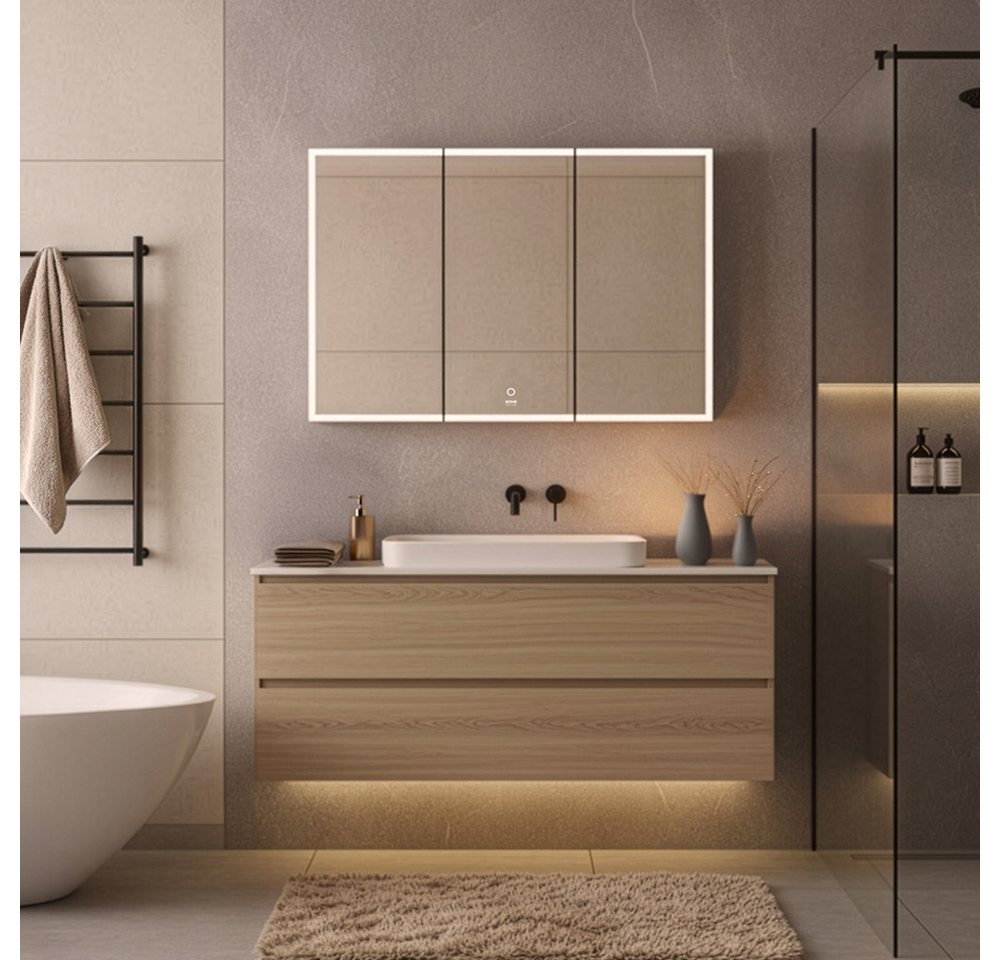 HOME DELUXE Badezimmerspiegelschrank LED-Spiegelschrank EVE - Größenauswahl inkl. Doppelsteckdose, Anti-Beschlag-System, Farbtemperaturwechsel
