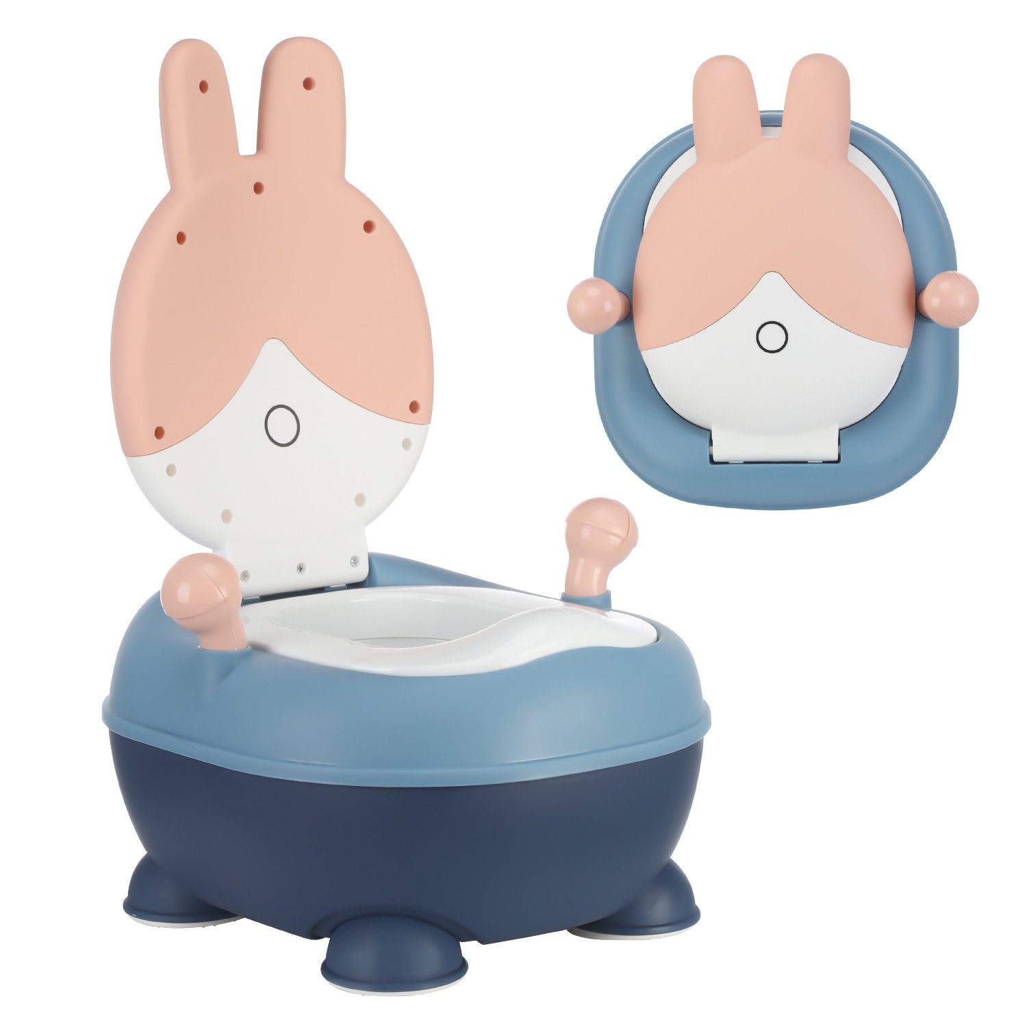 oyajia Тренеры по туалету Kindertoilette Babytöpfchen im Kaninchen-Design, seitliche Griffe, (Töpfchentraining für Babys - mit abnehmbarem Topf), abnehmbarer Toilettensitz, Meine kleine Toilette, ab 1 Jahr