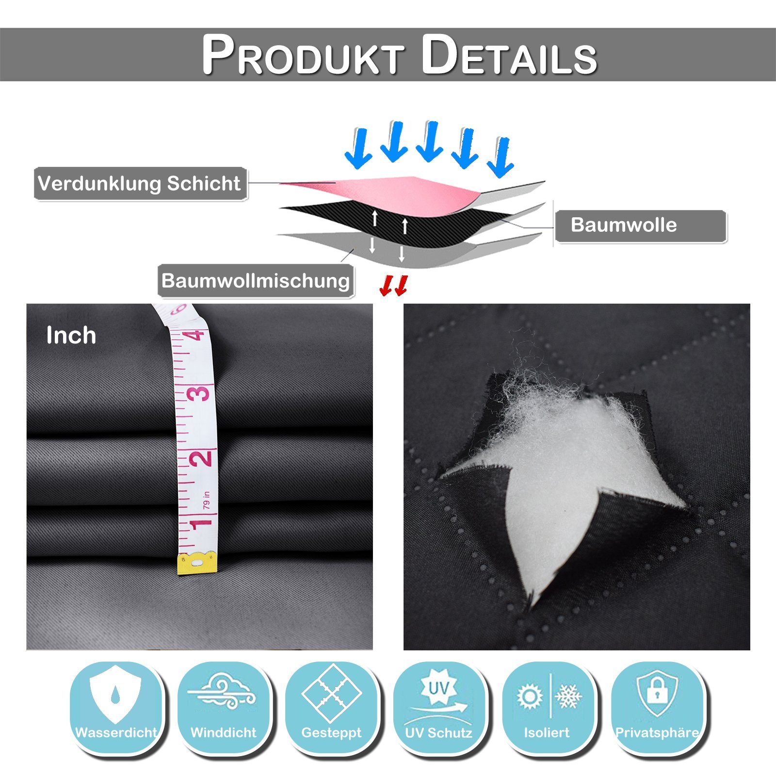 Sunicol Gardine Blickdicht Thermovorhang mit Ösen, Verdunklungsvorhänge Käl günstig online kaufen