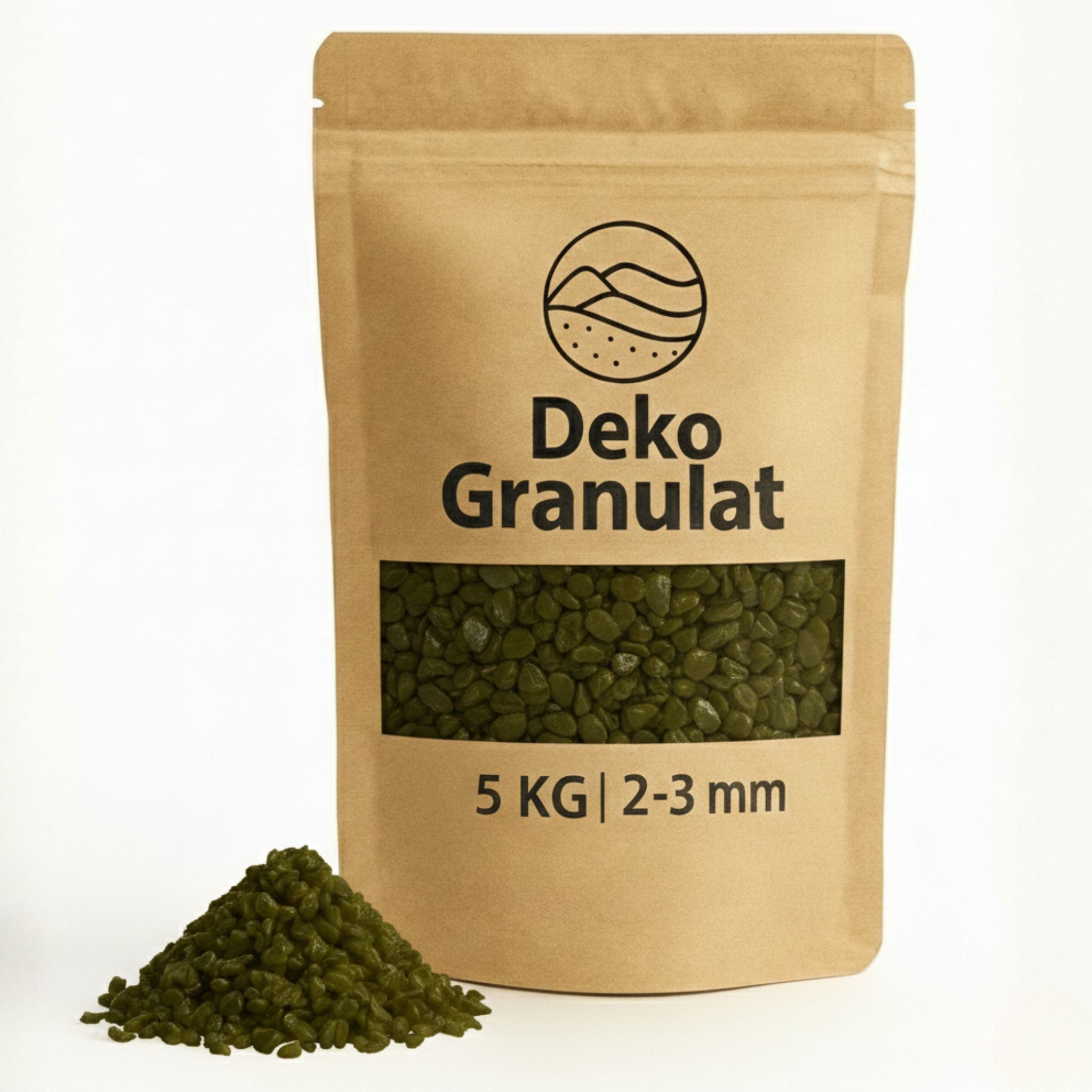 matches21 HOME & HOBBY Dekosand Deko-Granulat oliv-grün Ø 2 - 3 mm als Gläser, Vasen Streudeko (1-St), 5 kg grober Deko-Sand aus bunten Steinchen