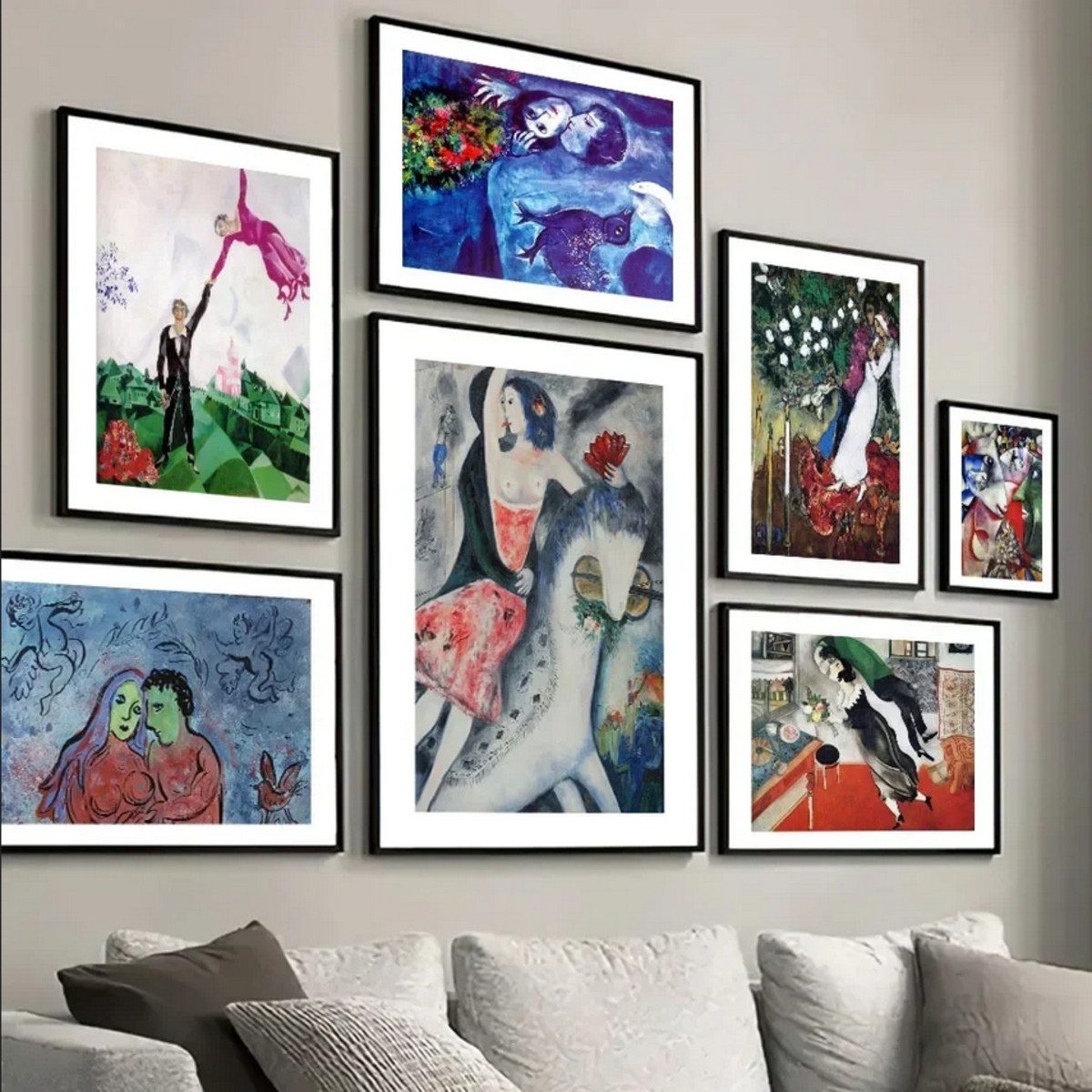 TPFLiving Kunstdruck (OHNE RAHMEN) Poster - Leinwand - Wandbild, Marc Chagall, Surrealismus, Menschliches Leben, abstrakte Leinwand (Leinwandbild XXL), Farben:  – Bild 4 von 5