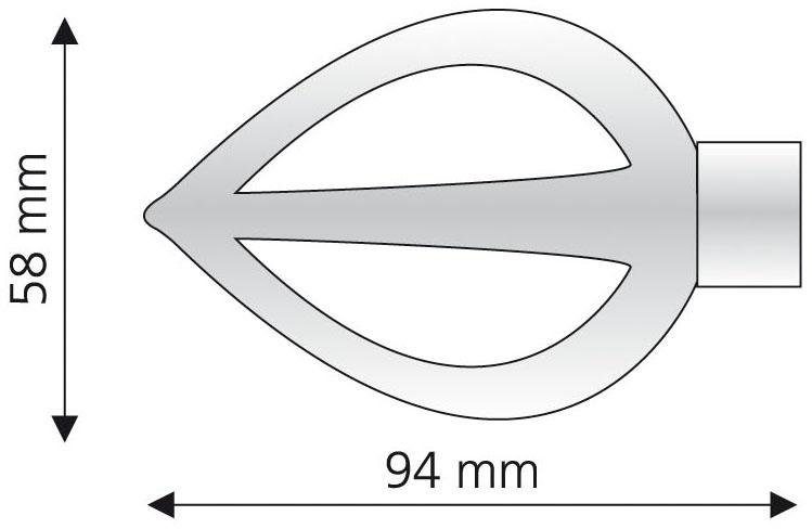 mm Ø schwarz Liedeco, Gardinenstangen Flamme, Gardinenstangen-Endstück für Gardinen, 2-St), 16 (Set,