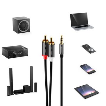 deleyCON deleyCON 1m Klinke zu Cinch RCA Kabel 3,5mm Audiokabel Kabel Klinke Audio-Kabel