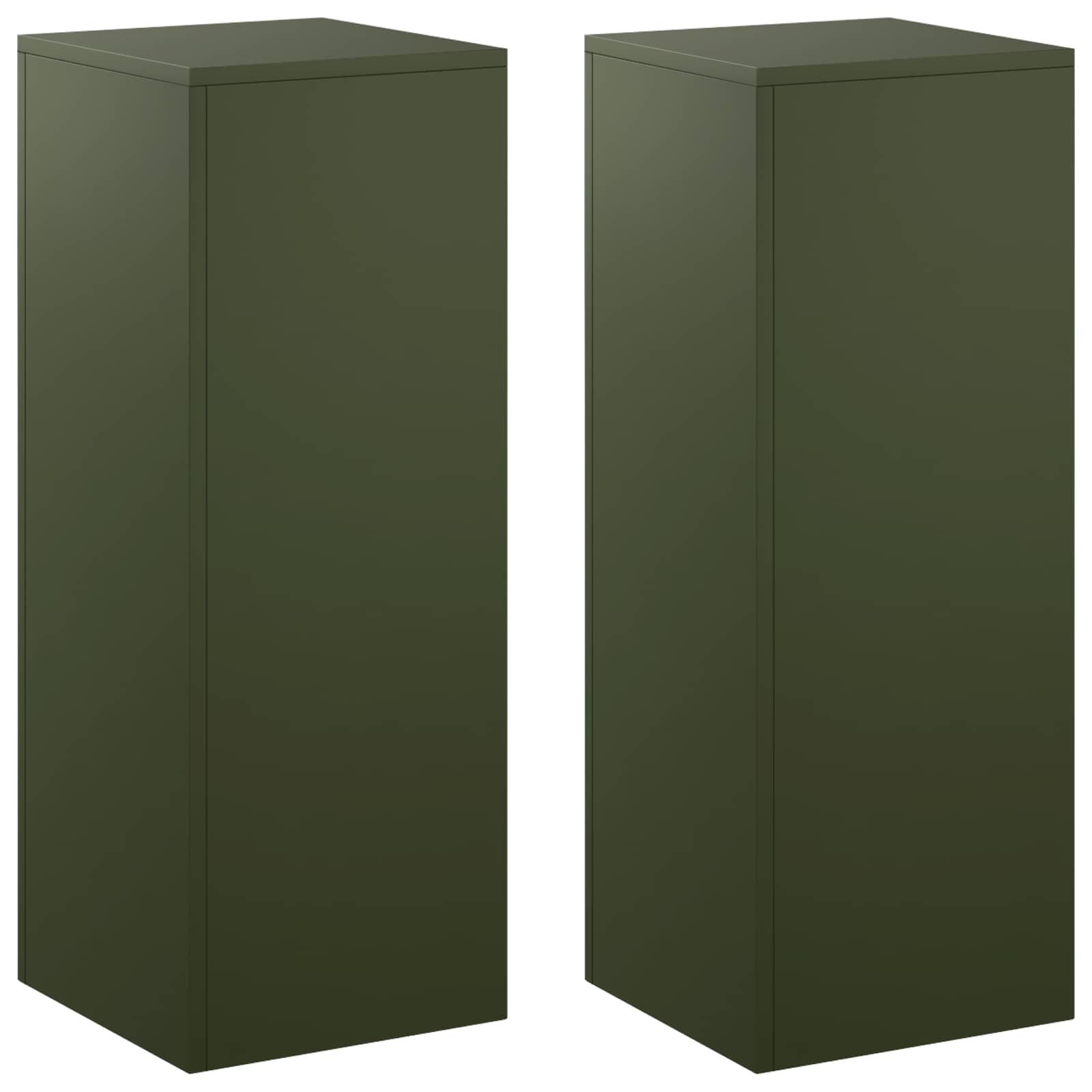 vidaXL Blumenständer Pflanzenständer 2 pcs Olivgrün 30 x 30 x 80 cm Stahl (2 St)