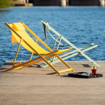 VANAGE Klappstuhl VG-8051 (1 St), Liegestuhl, robust & klappbar mit Organizer, Beach-Chair, gelb