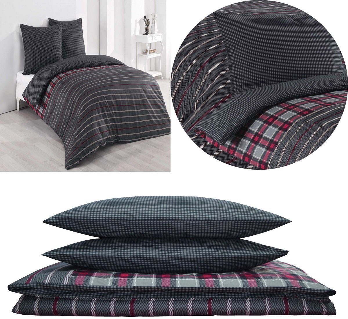 Buymax Bettwäsche Bettbezug Set, Renforcé, 3 teilig, 200x220 cm 100% Baumwo günstig online kaufen