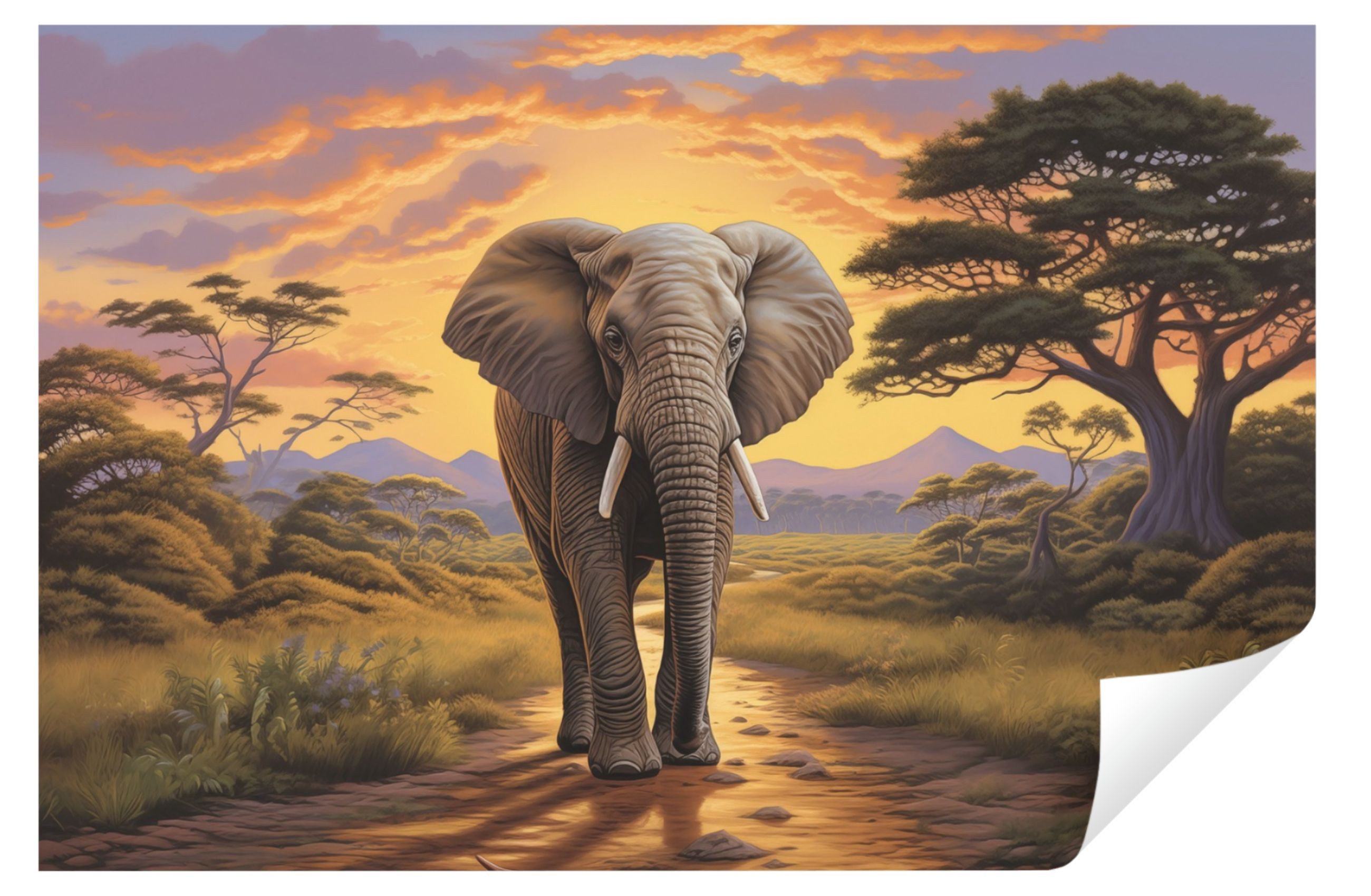 Wallarena Fototapete Elefant Dschungel Vlies Tapete Wohnzimmer Schlafzimmer Wandtapete, Glatt Vlies Struktur Vinyl, Gemalt, Tapete inklusive Kleister Vliestapete Motivtapete
