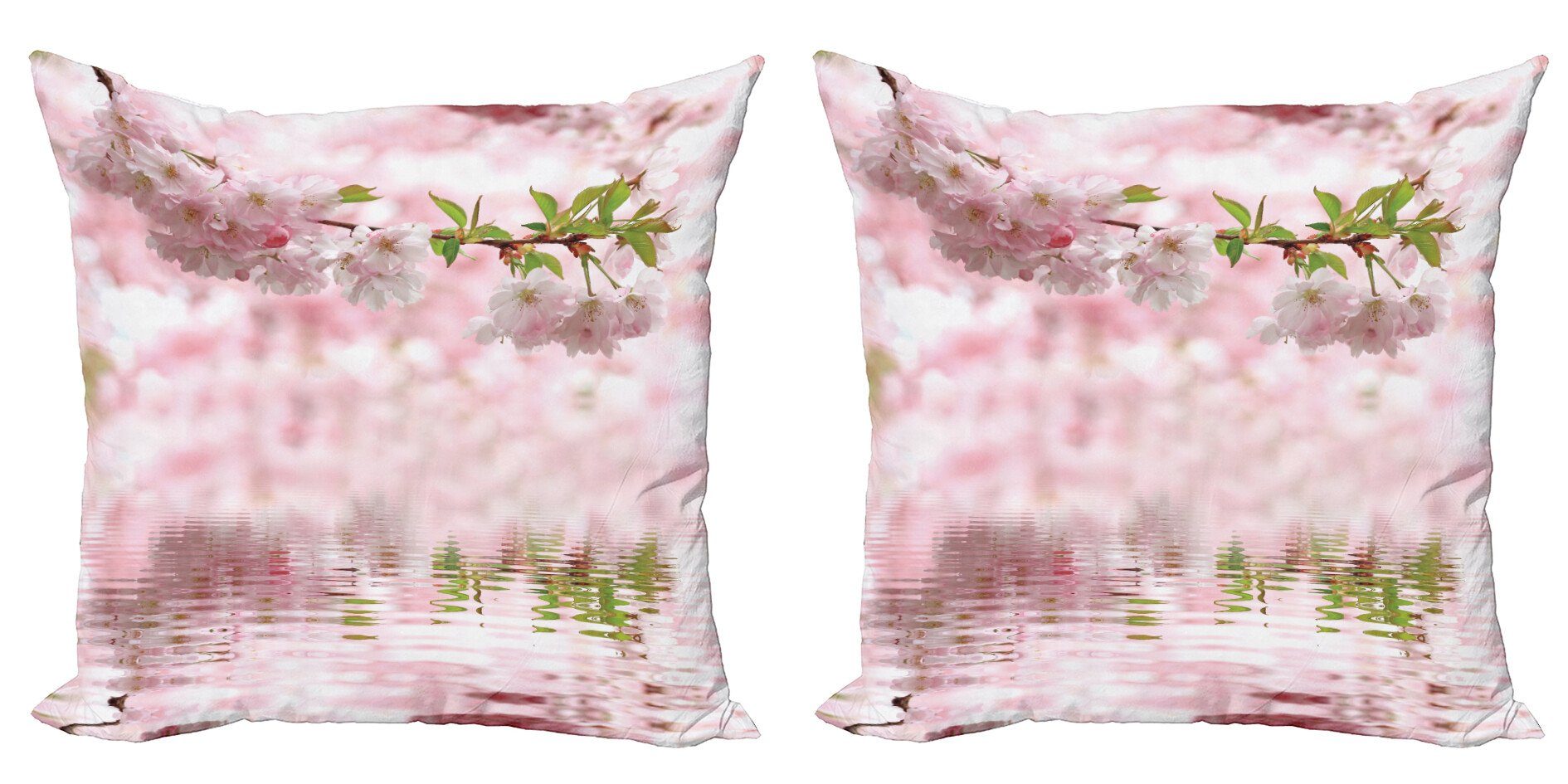 Kissenbezüge Modern Accent Doppelseitiger Digitaldruck, Abakuhaus (2 Stück), Blume Zarte Blumenniederlassung Wasser