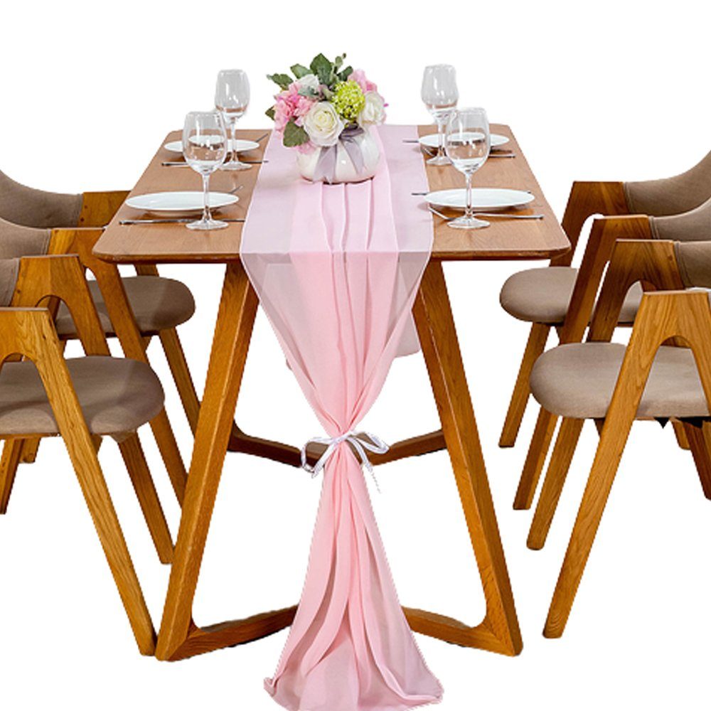 FELIXLEO Tischläufer Tischläufer Tischdeko Hochzeit Tischdekoration 70 x 300cm Rosa