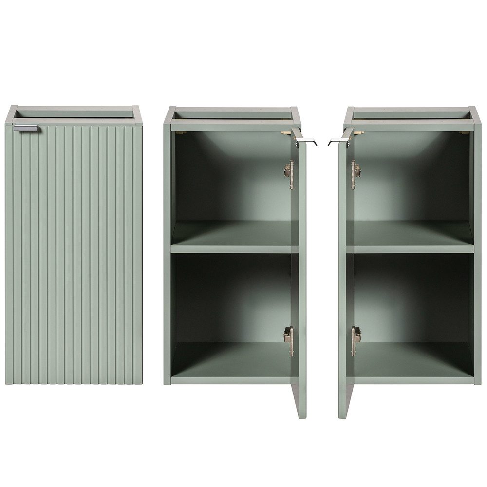 Lomadox Badkommode NEWPORT-56-GREEN, Unterschrank, Schilfgrün mit gerillter Front, ca. 30/57/39cm