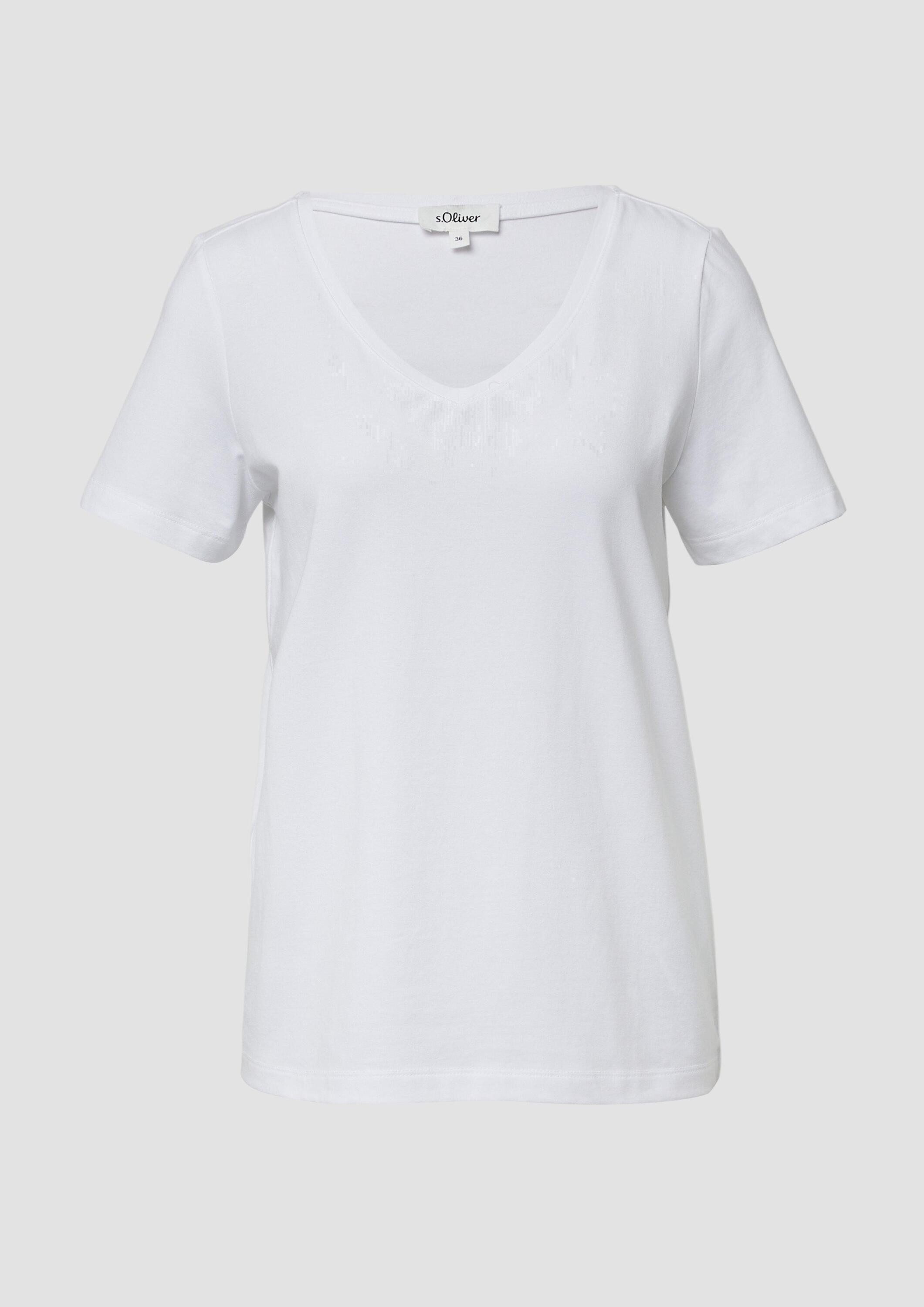 s.Oliver Kurzarmshirt T-Shirt T-Shirt mit V-Ausschnitt