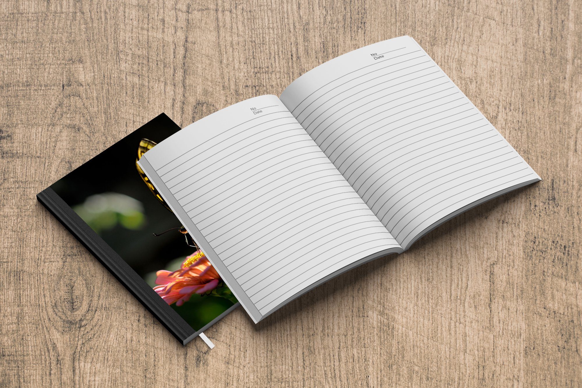 Notizbuch Haushaltsbuch Schmetterling Tagebuch, Merkzettel, A5, Notizheft, Blume, - Journal, Seiten, Botanisch - MuchoWow 98