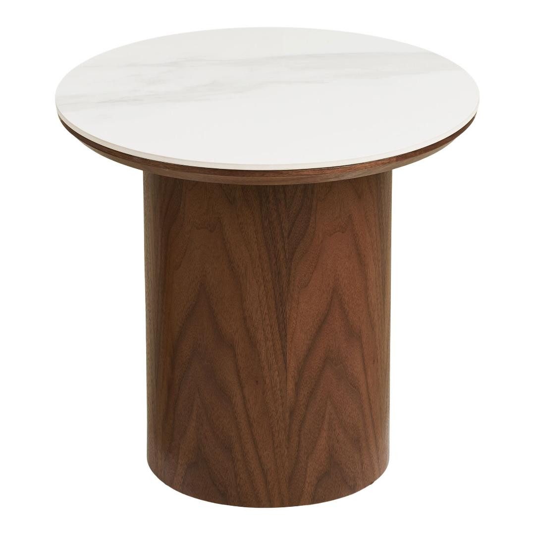House Nordic Couchtisch Frida Eckbord Ø40cm weiß, dunkelbraun.