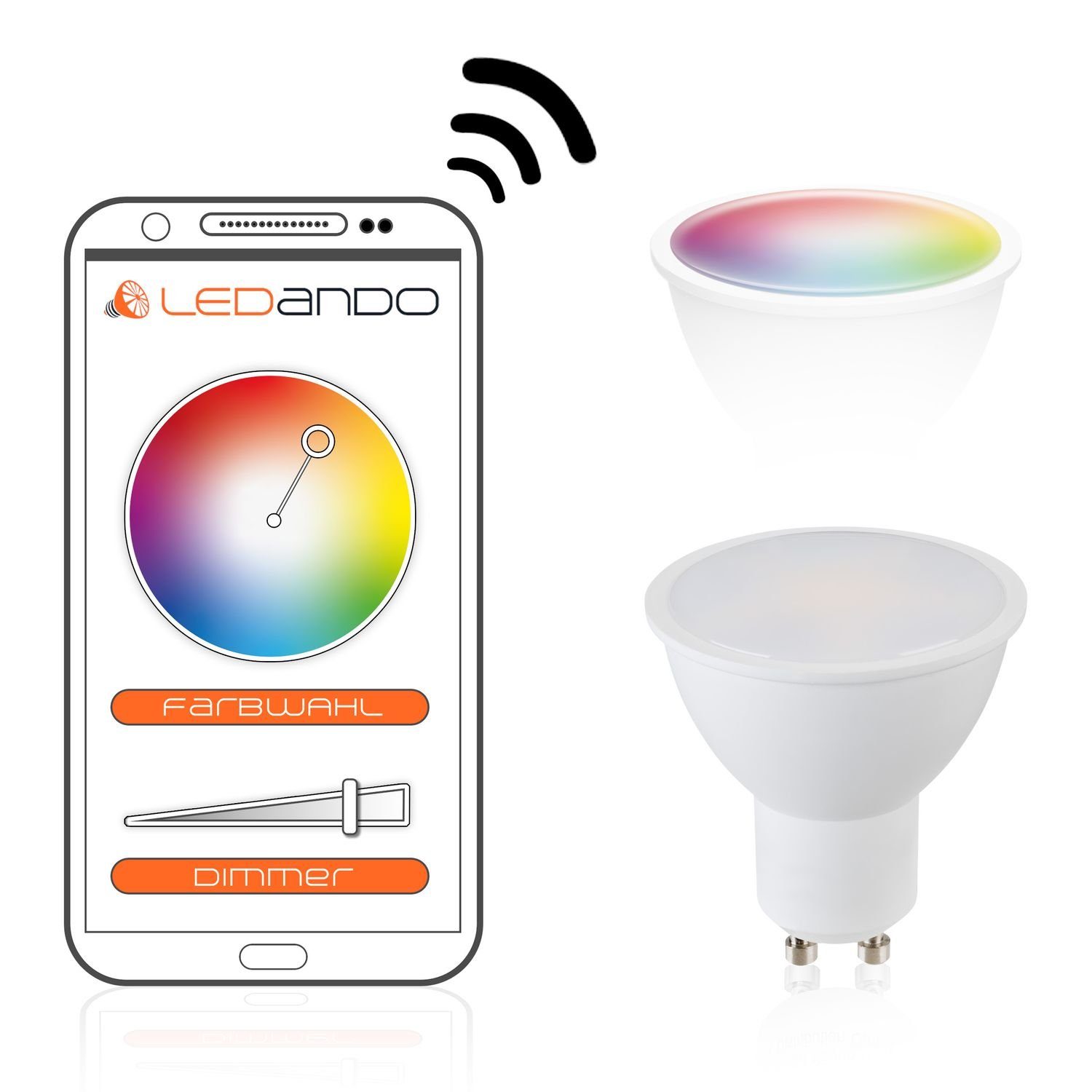 LEDANDO LED Einbaustrahler Smart WiFi Bodeneinbaustrahler - + - RGB per Set 5W steuerbar App LED