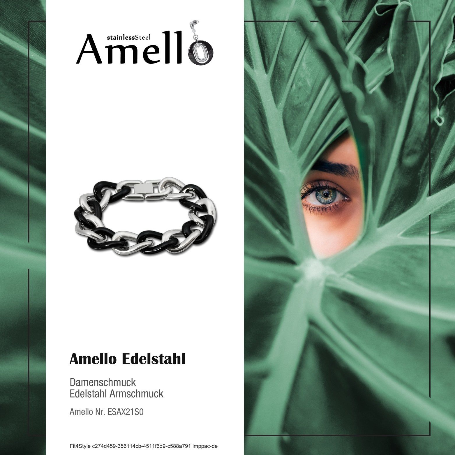 Armband Armbänder für (Stainless Edelstahl Panzer Steel) (Armband), silber Amello Edelstahlarmband Damen schwarz Amello