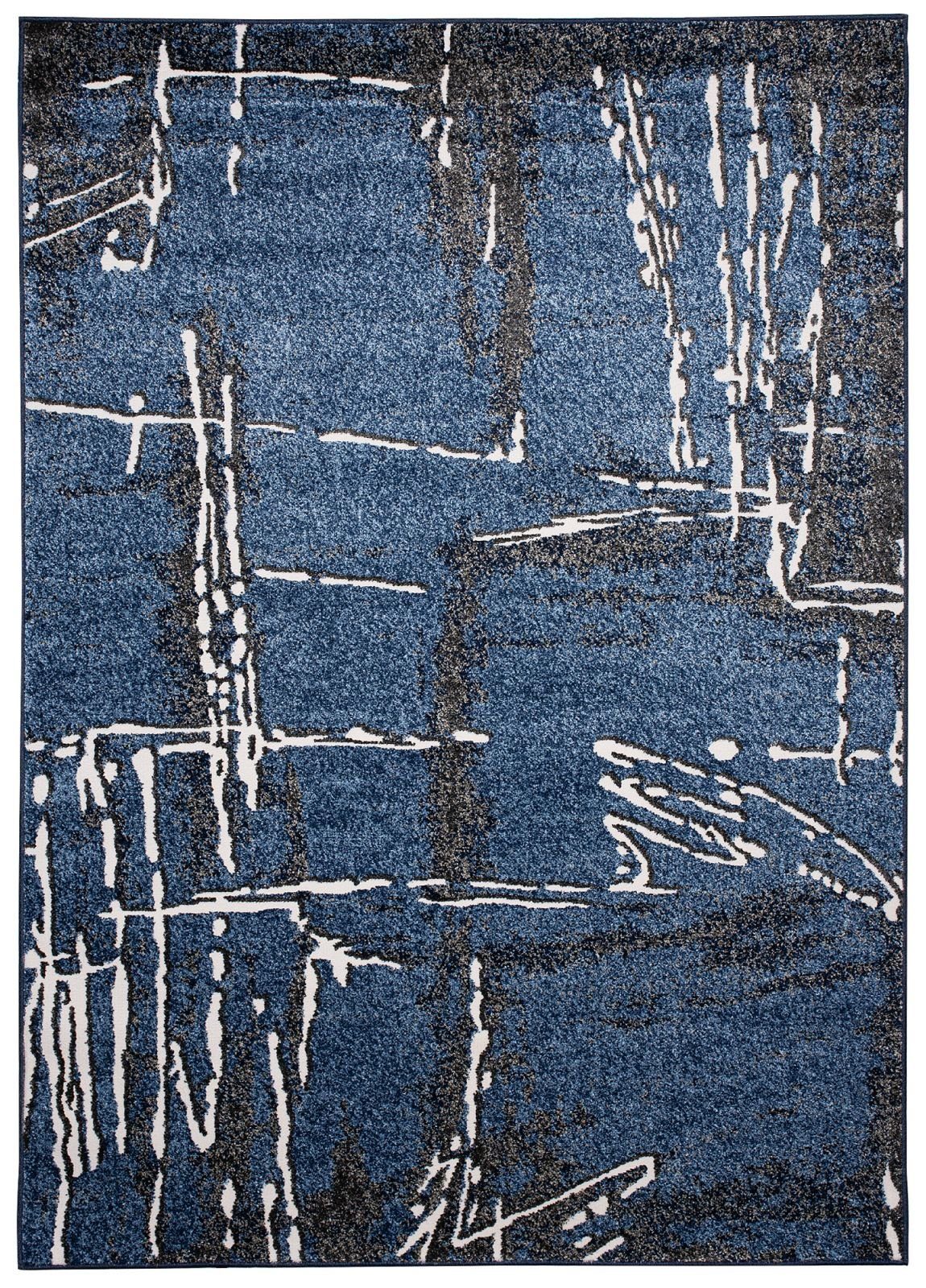 Mazovia Designteppich Modern Teppich für Wohnzimmer - Abstrakt - Blau Marineblau, 80 x 150 cm, Abstrakt, Modern, Höhe 11 mm, Kurzflor, Weich, Pflegeleicht