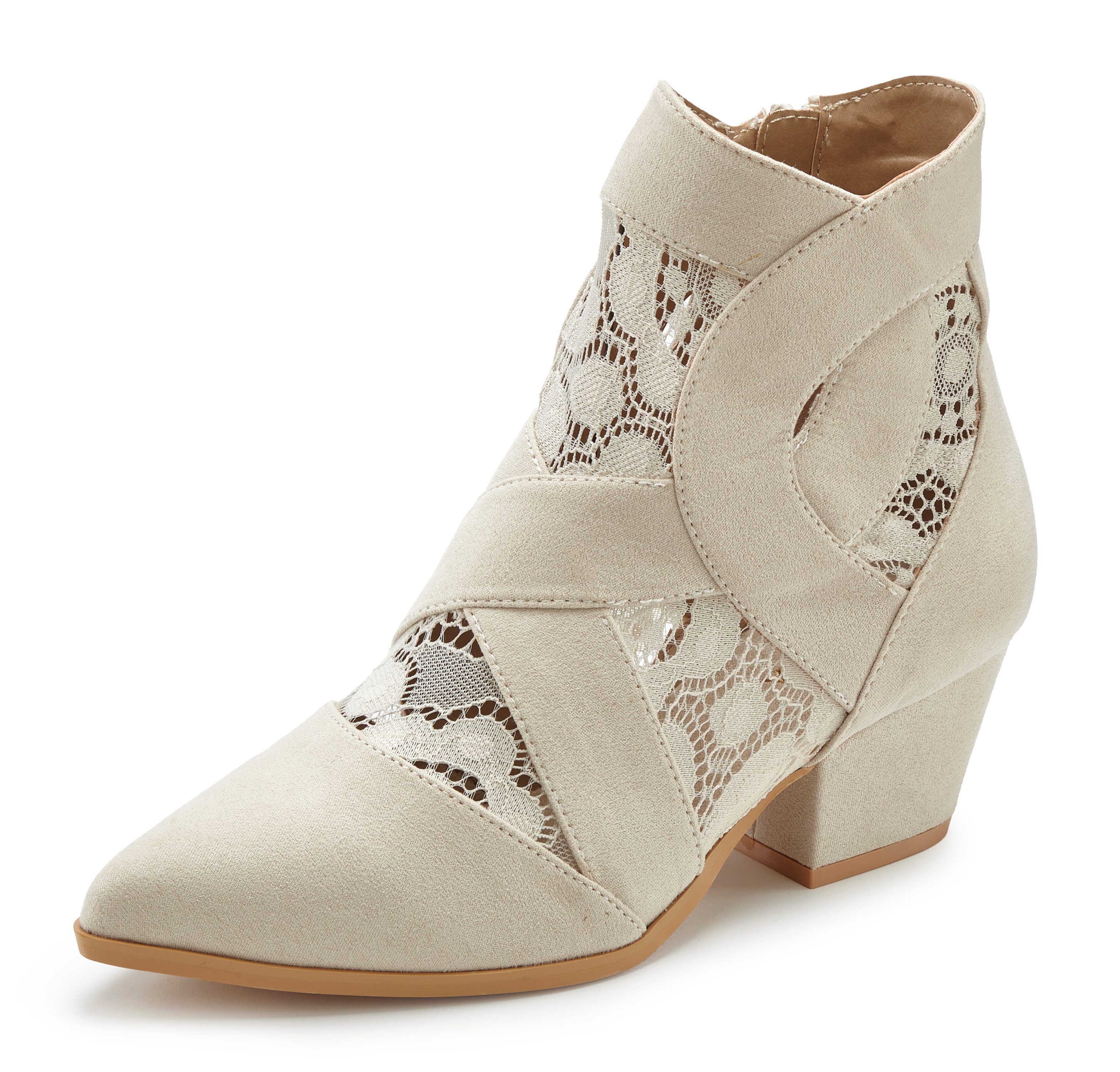 LASCANA Stiefelette mit Spitze & bequemen Blockabsatz, Cowboy Boots, Westernstiefel