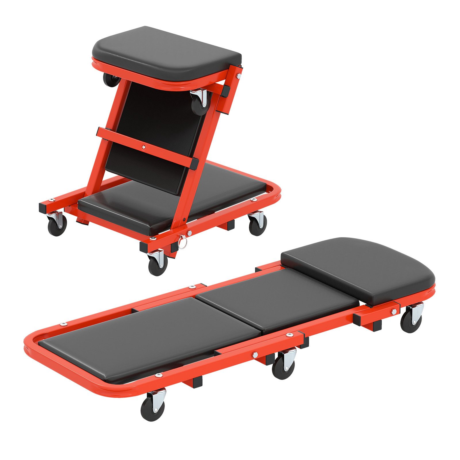 COSTWAY Rollbrett, 2 in 1 Werkstatthocker & Werkstatt bis 160kg 102x40x14cm