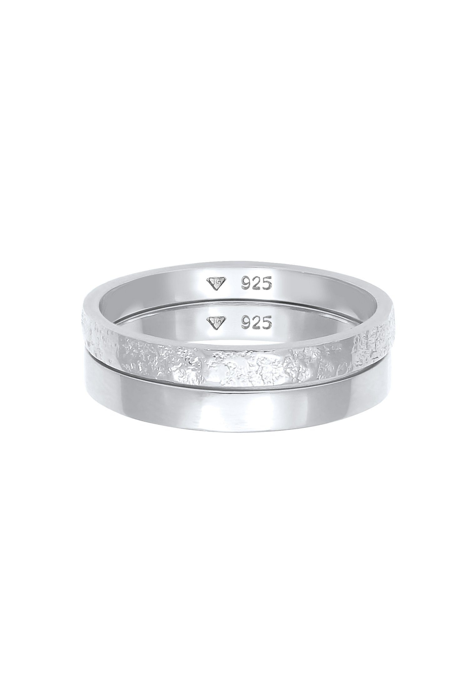 Elli Silber 2-tlg) Bandring Ring-Set (Set Gehämmert Basic 925