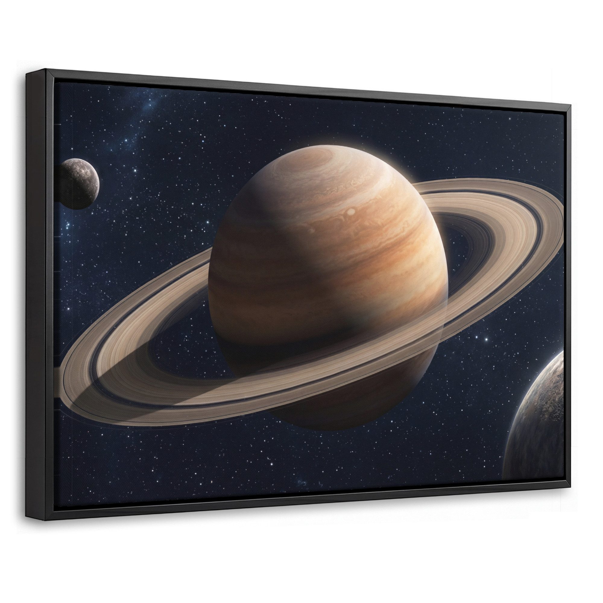 OneMillionCanvasses® Leinwandbild mit Rahmen - Planeten - Saturn - Weltraum, Fotodruck (1 St), Bilder, Zimmer Wand Bild Dekoration 30x20cm