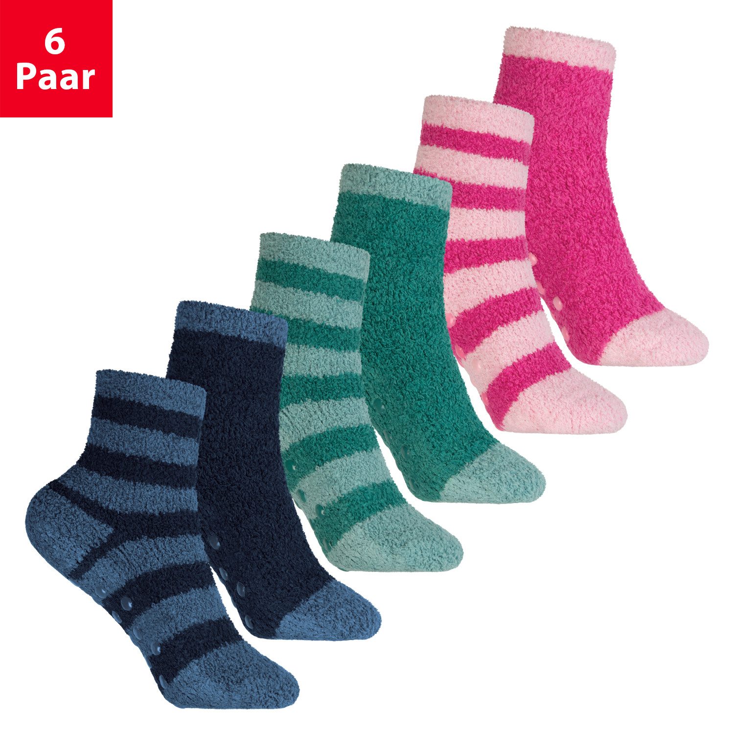 Footstar ABS-Socken Kinder Мягкие носочки Plüschsocken mit Antirutsch-Sohle (6 Paar)