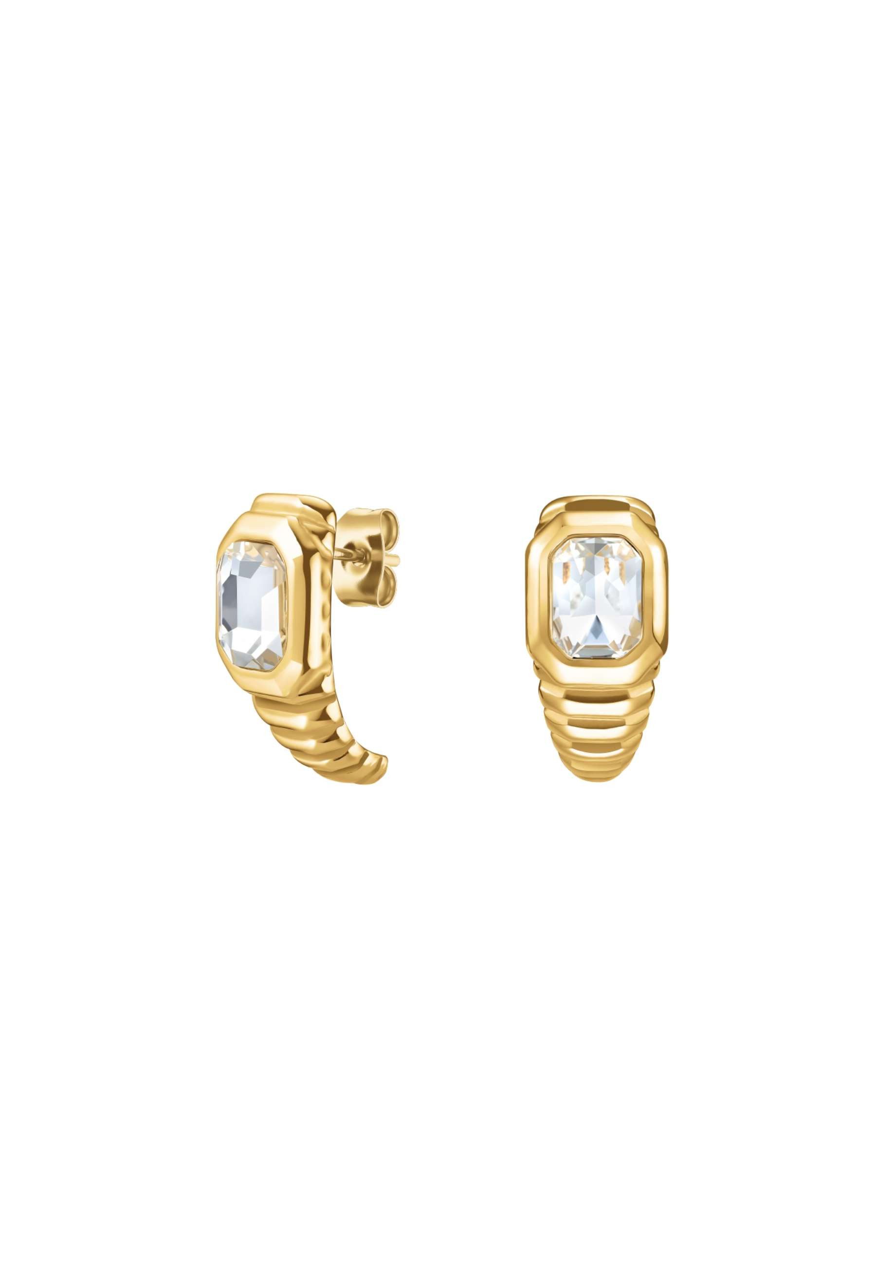 ROSEFIELD Ohrring-Set ROSEFIELD Damen-Schmuck achteckige gerippte Nieten Goldfarben